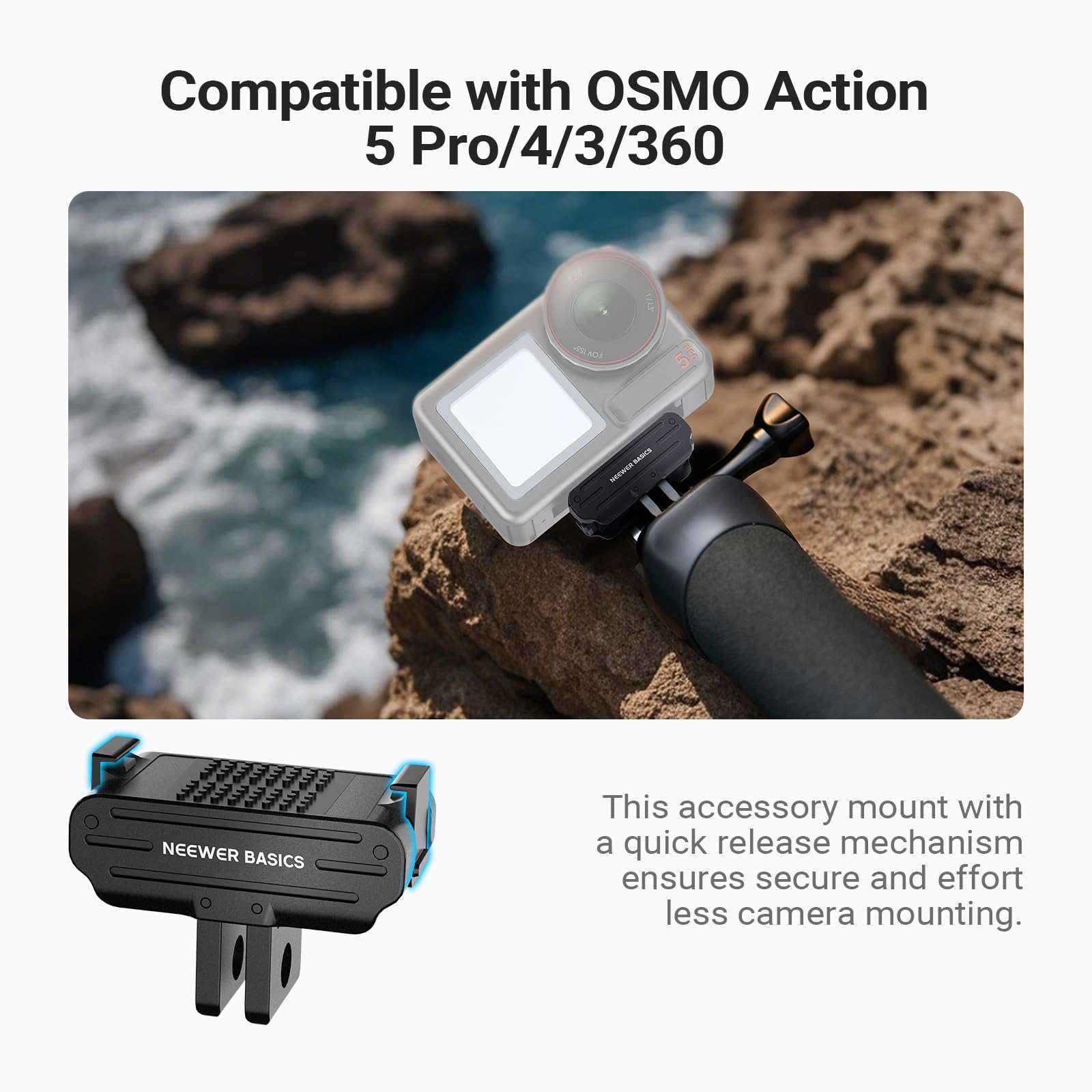 ULANZI U-16 Quick Release Tripod Mount Adapter for GoPro Hero 5/6/7 To
