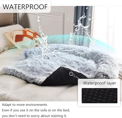 Miniatura 2 de Camas impermeables para perros con refuerzo suave para el cuello, funda universal para muebles de mascotas, funda de sofá cama, cama de felpa para