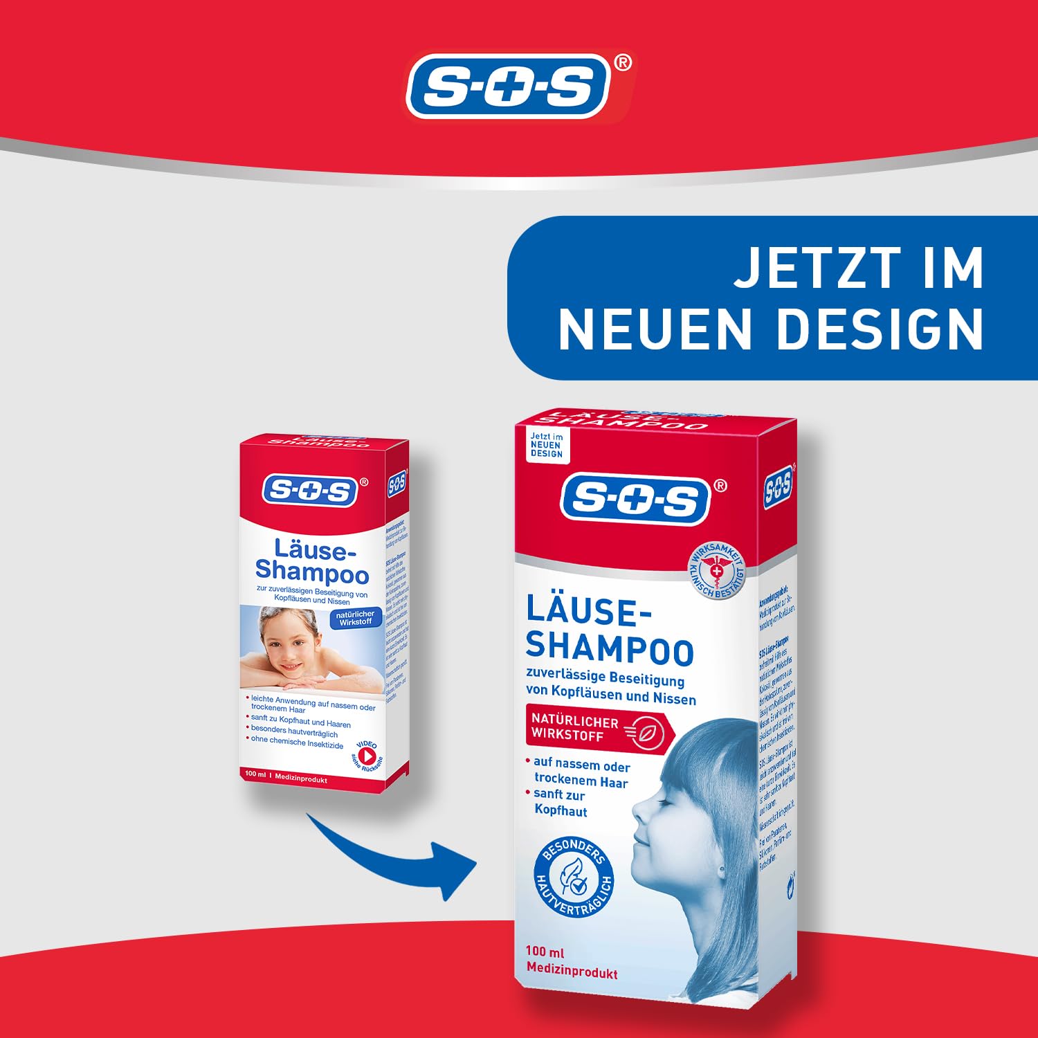 SOS Läuse Shampoo | Beseitigung von Nissen + Kopfläuse | mit natürlichem Wirkstoff für Kinder ab 3 J. + Erwachsene | Läusemittel Haare | 2x100ml