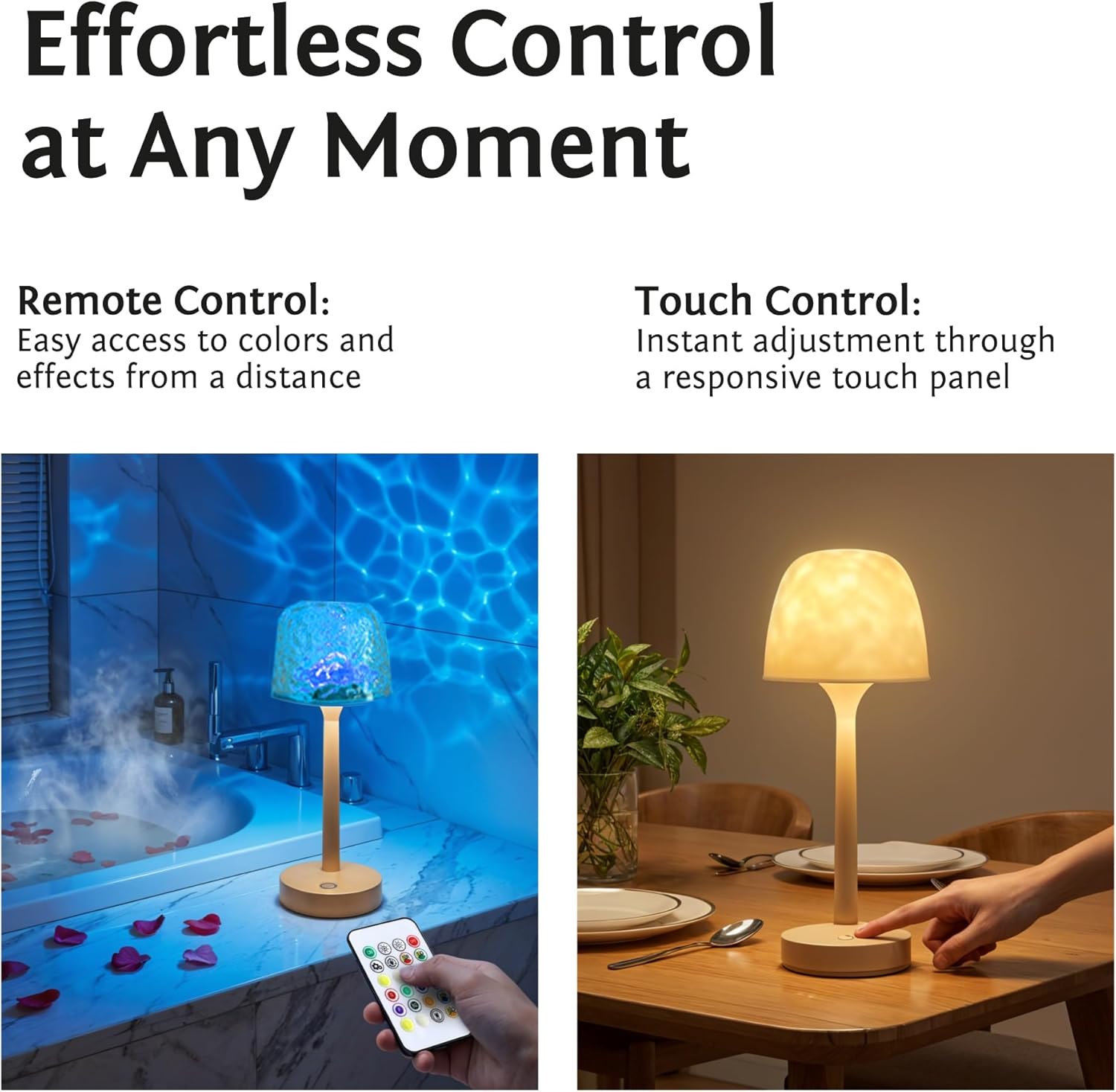 Waterproof Shower Lamp - Inside Shower Bath Lights Bathtub Projector - 16 Colors Rechargeable Cordless Spa Like Decor Light - Ambient Mood Lighting with Water Ripple Remote & Touch Control