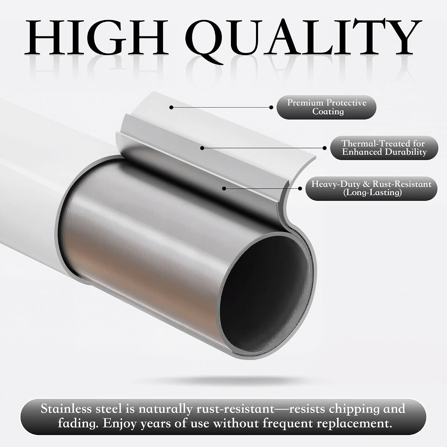 RYB HOME White Curtain Rod for Windows, 1 Inch Sturdy Steel Leaf Finials image 3