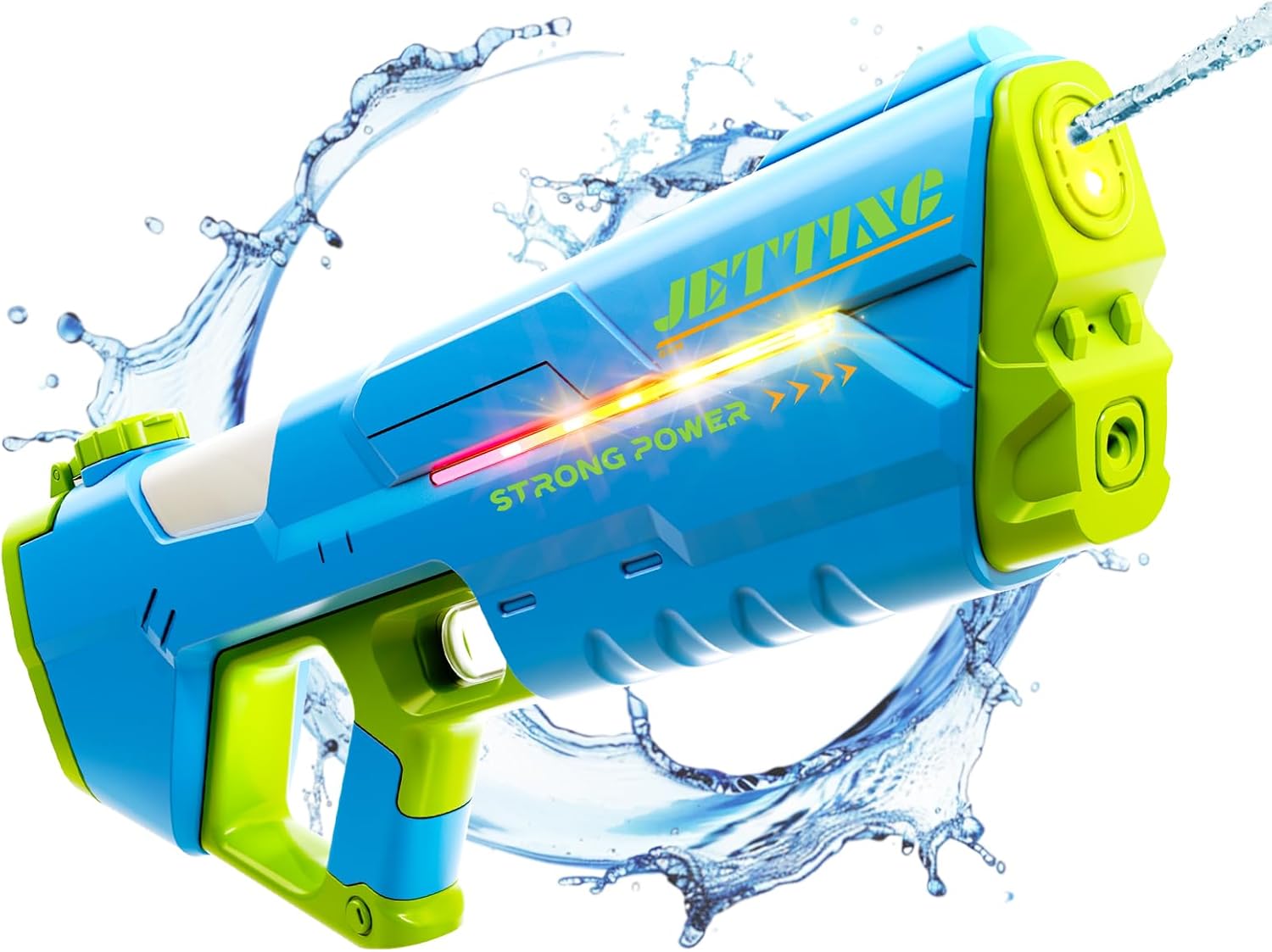 Electric Water Gun for Adults Kids, Big Water Gun with LED Light, Powerful Automatic Squirt Water Guns, Long Range, Auto Water Blaster, Outdoor Summer Swimming Pool Toy Game(Blue)