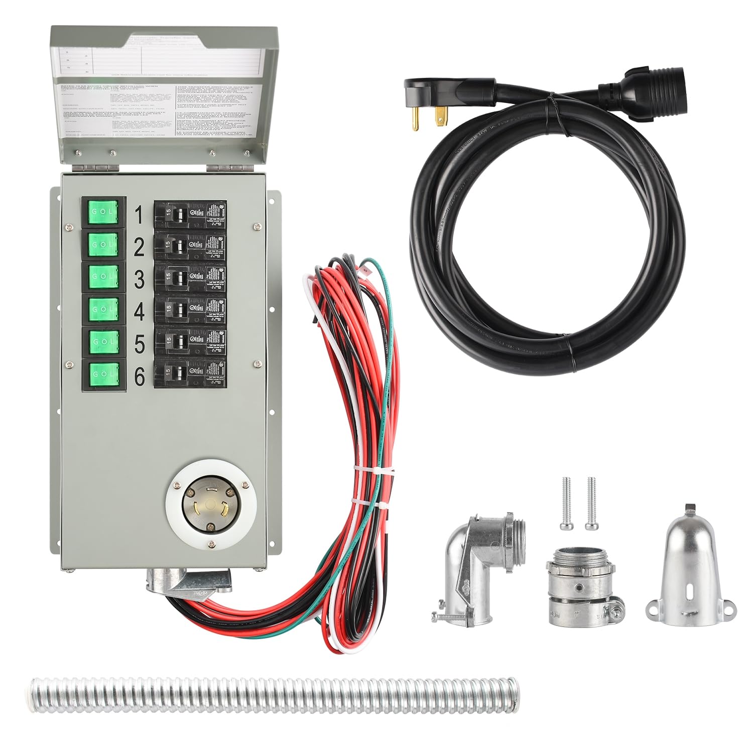 Nature's Generator 30 Amp Manual Transfer Switch 6-Circuit 120V, UL Listed Non-Automatic Power Transfer Kit, Pre-Wired Indoor for Portable Generator
