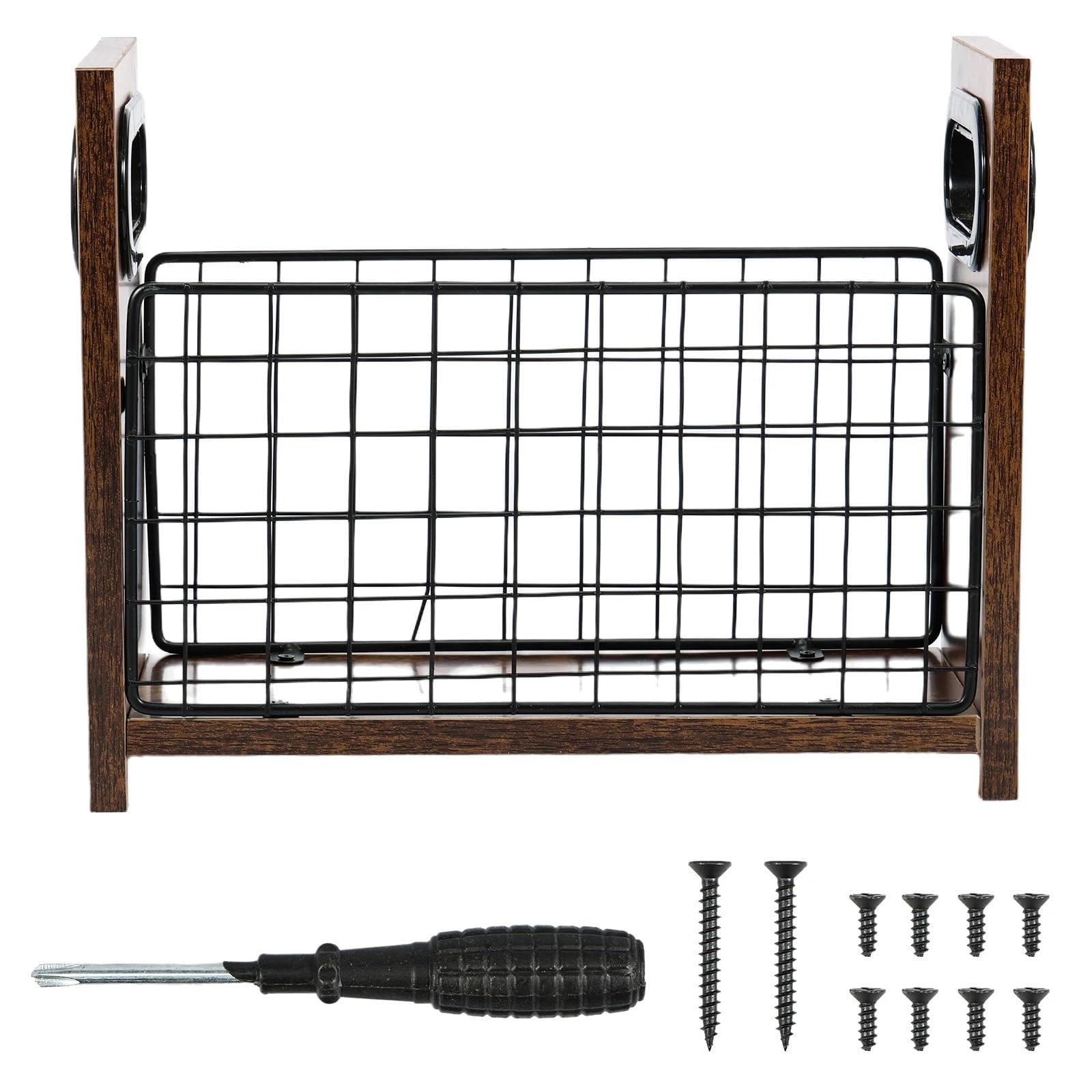 LOVSSU Newspaper Rack Metal Storage Basket Minimalist Book Organizer Office Desktop Sundries Holder Black Newspaper Magazine Rack