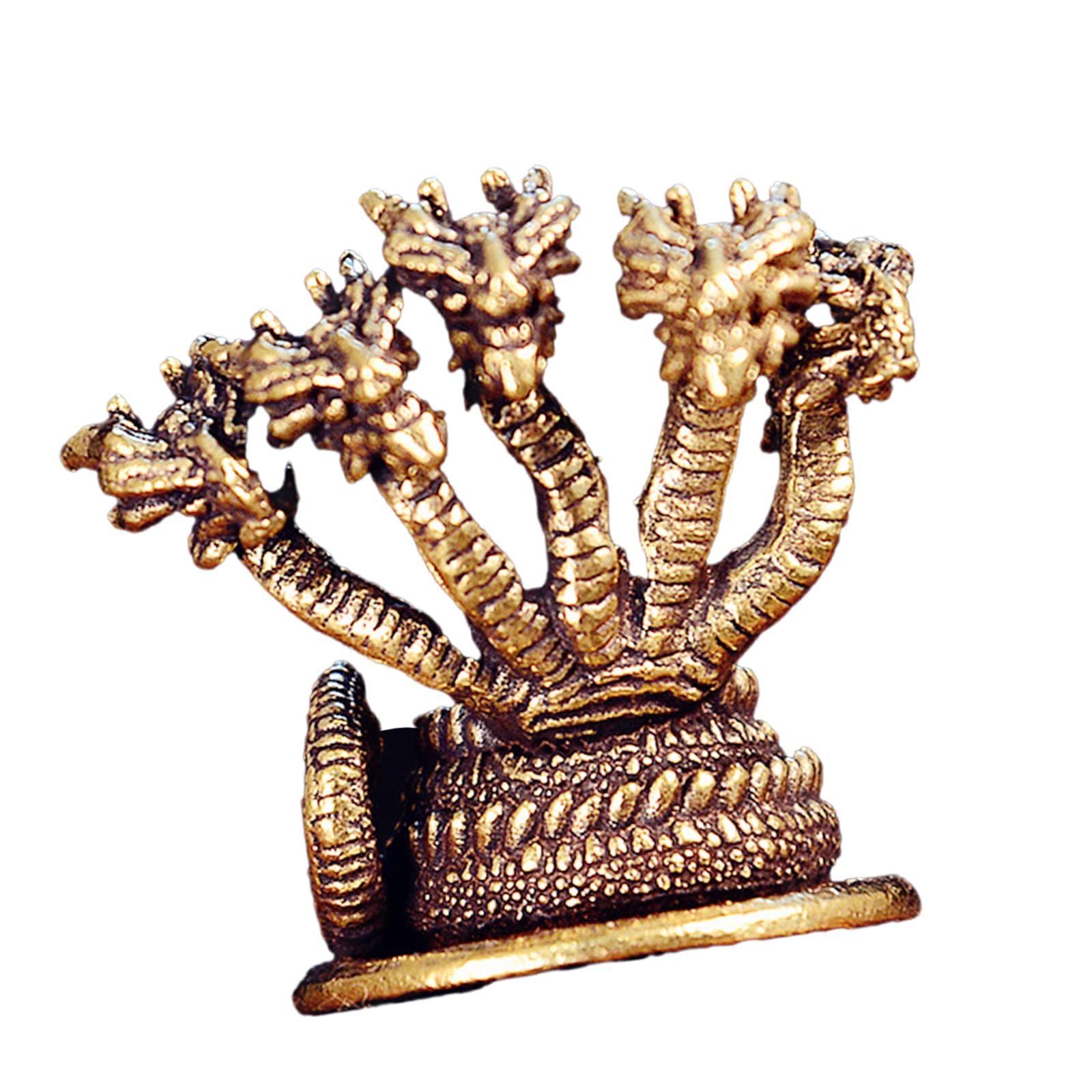 Lerpwige Five Headed Metal Serpents Statue Decoration With Intricate Detailing Versatile Snake Artistic Homes Accent Brass Serpents Sculpture Home Decoration