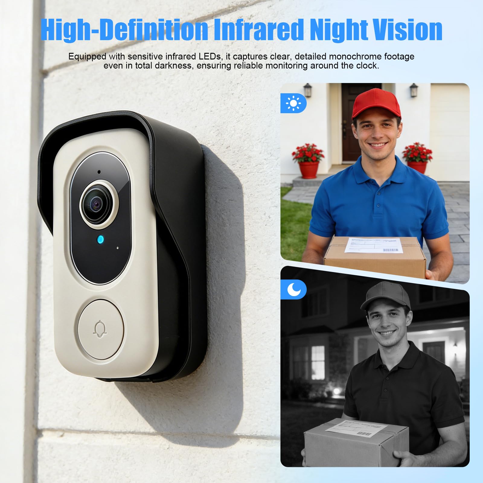 Timbre de puerta con cámara y monitor, timbre de vídeo con función de diálogo y función de visión nocturna, IP65 resistente al agua, pantalla de 4,3 pulgadas, timbre inalámbrico con cámara
