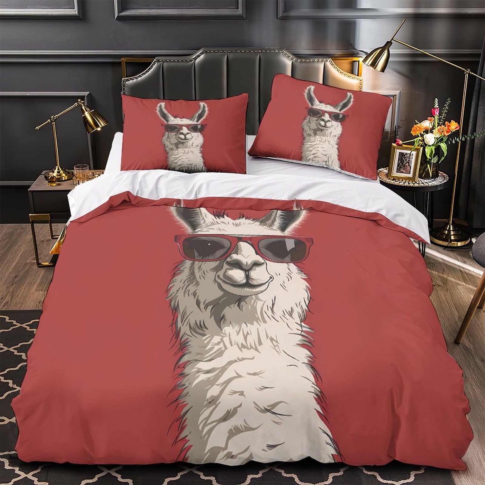 Parure de lit microfbre Lama Cool 135x200cm pour lit simple avec housse de couette