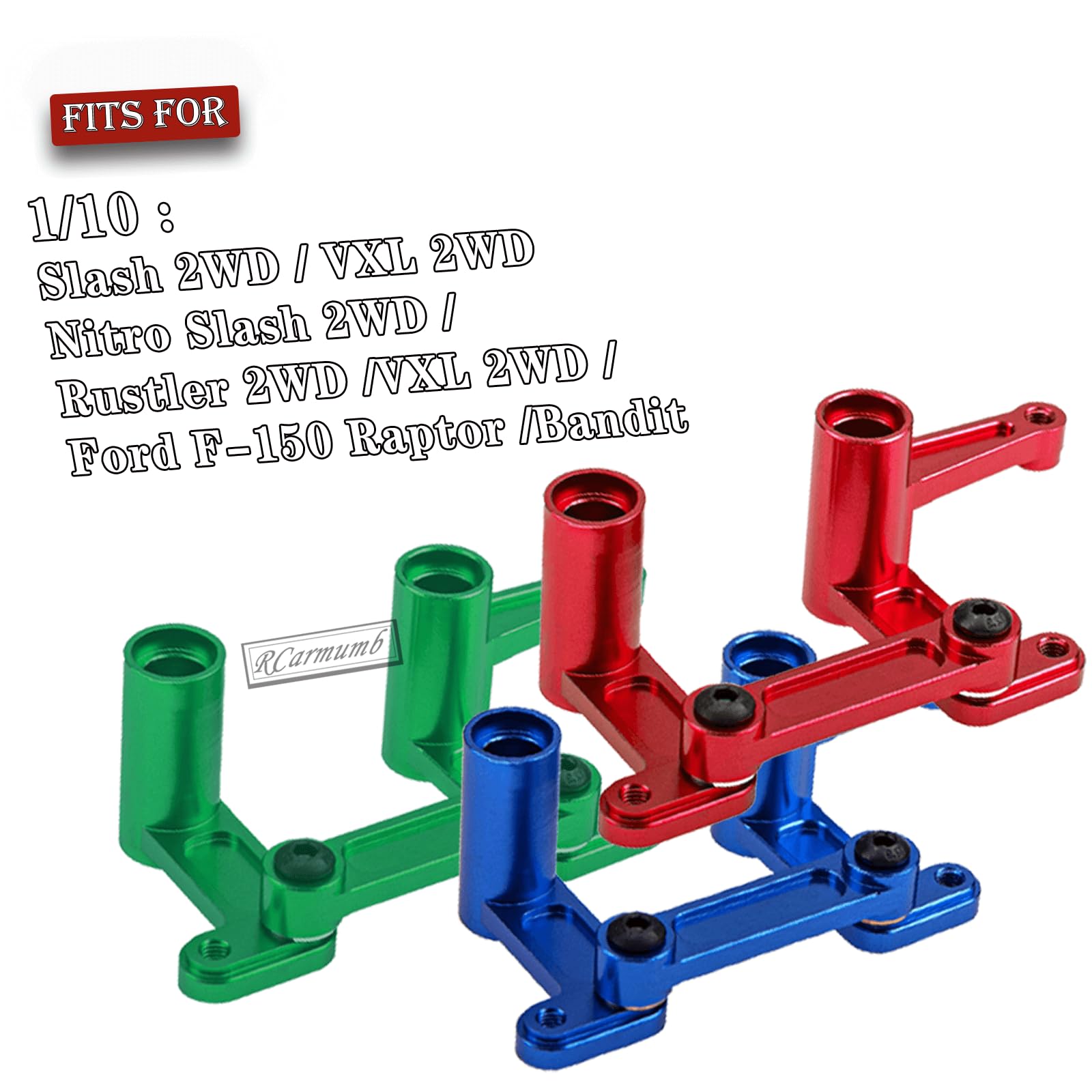 Globact Aluminum Steering Bellcranks & Drag Link W/ Bearings | Red Upgrade For Traxxas Slash 2WD, Rustler, Bandit, Ford F-150