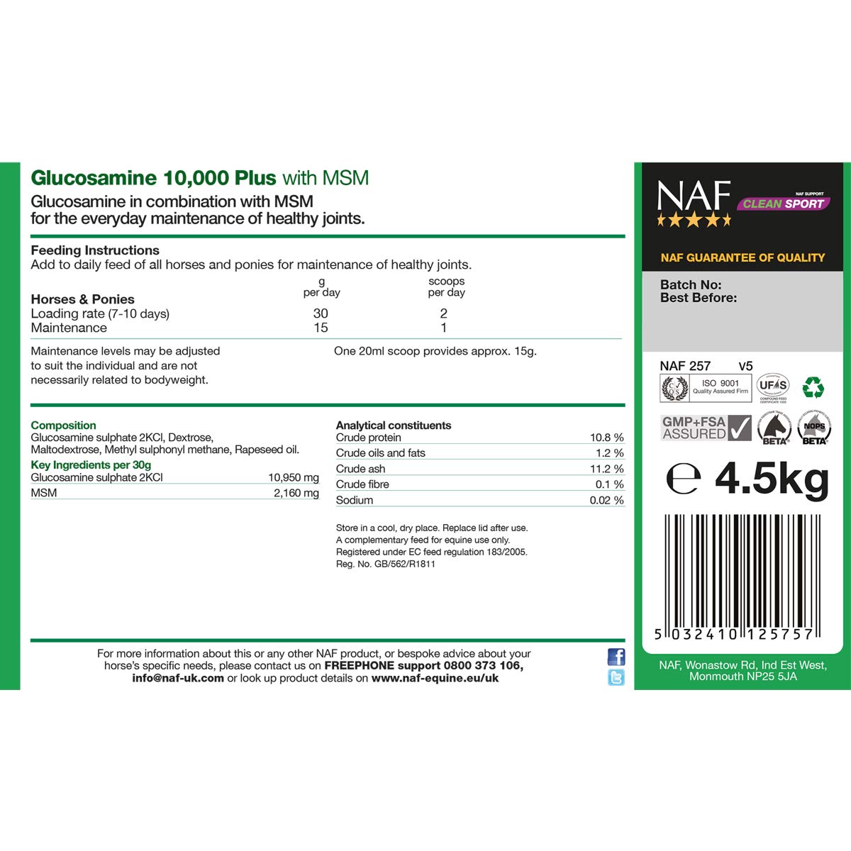 NAF Glucosamine 10000 Plus - 4,5 kg