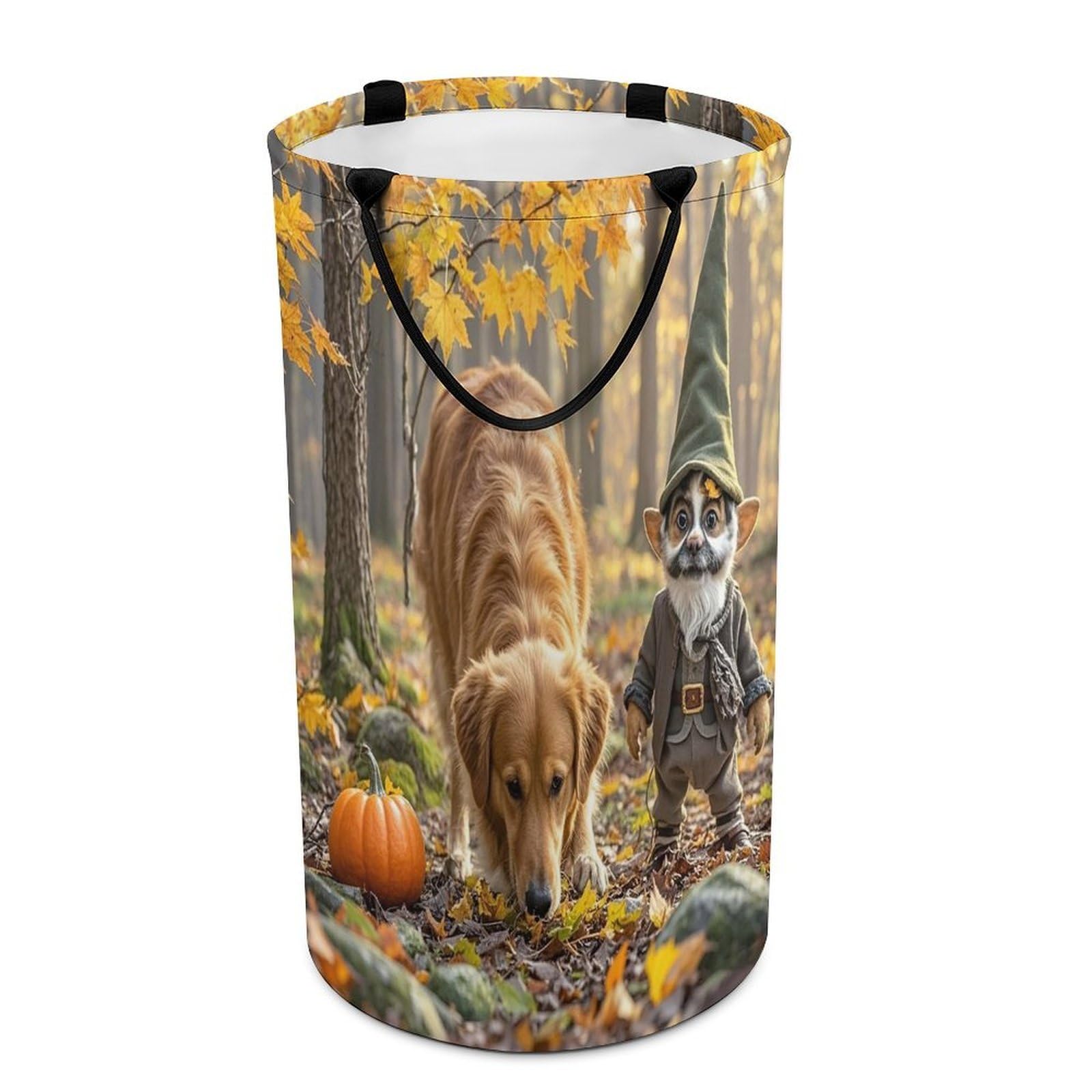 Pumpkins And Maple Leaves Laundry Hamper Waterproof Clothes Basket Large Capacity Collapsible Laundry Basket Freestanding Clothes Hamper for Dorm Family Bathroom Decor Storage 86L