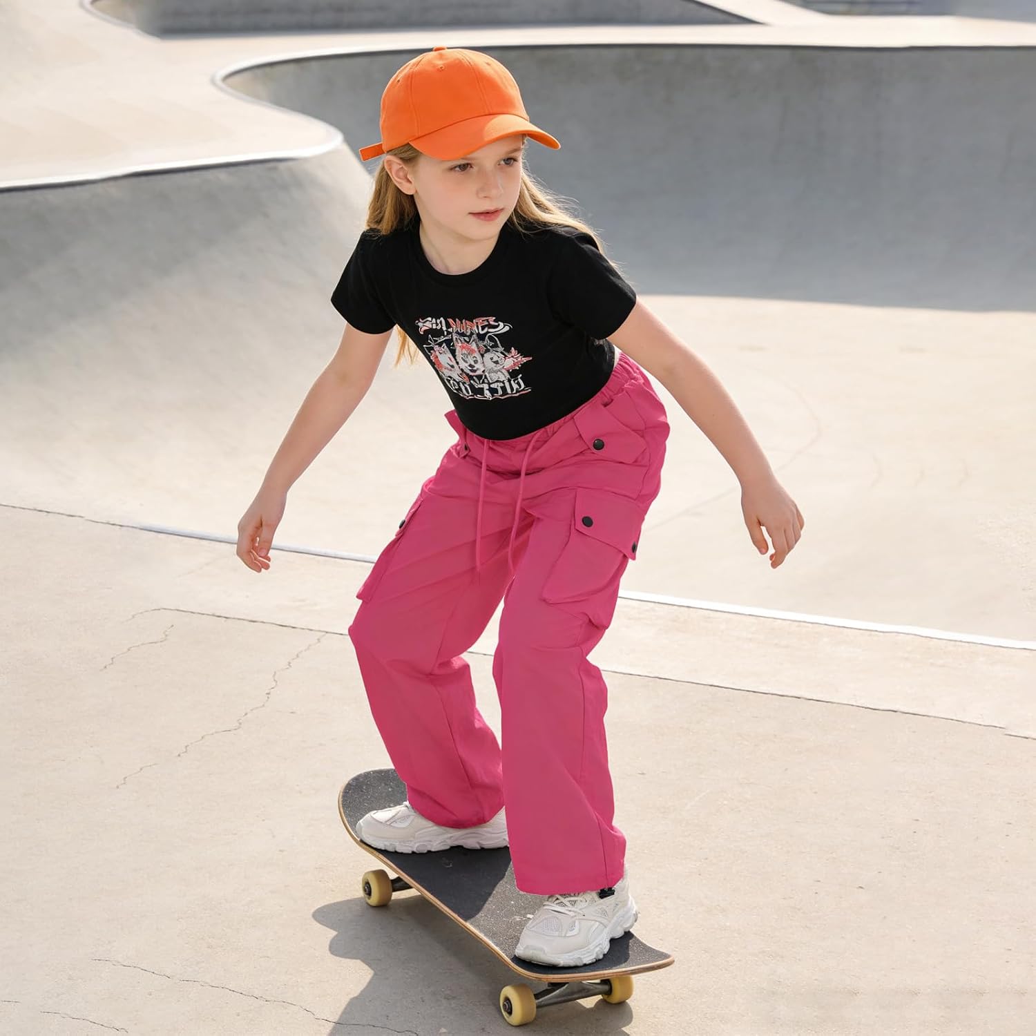 SANGTREE Parachute Cargo Pants Girls & Women's Y2K Baggy Waterproof Pants 90s Dance Outfit, 6 Years-2XL