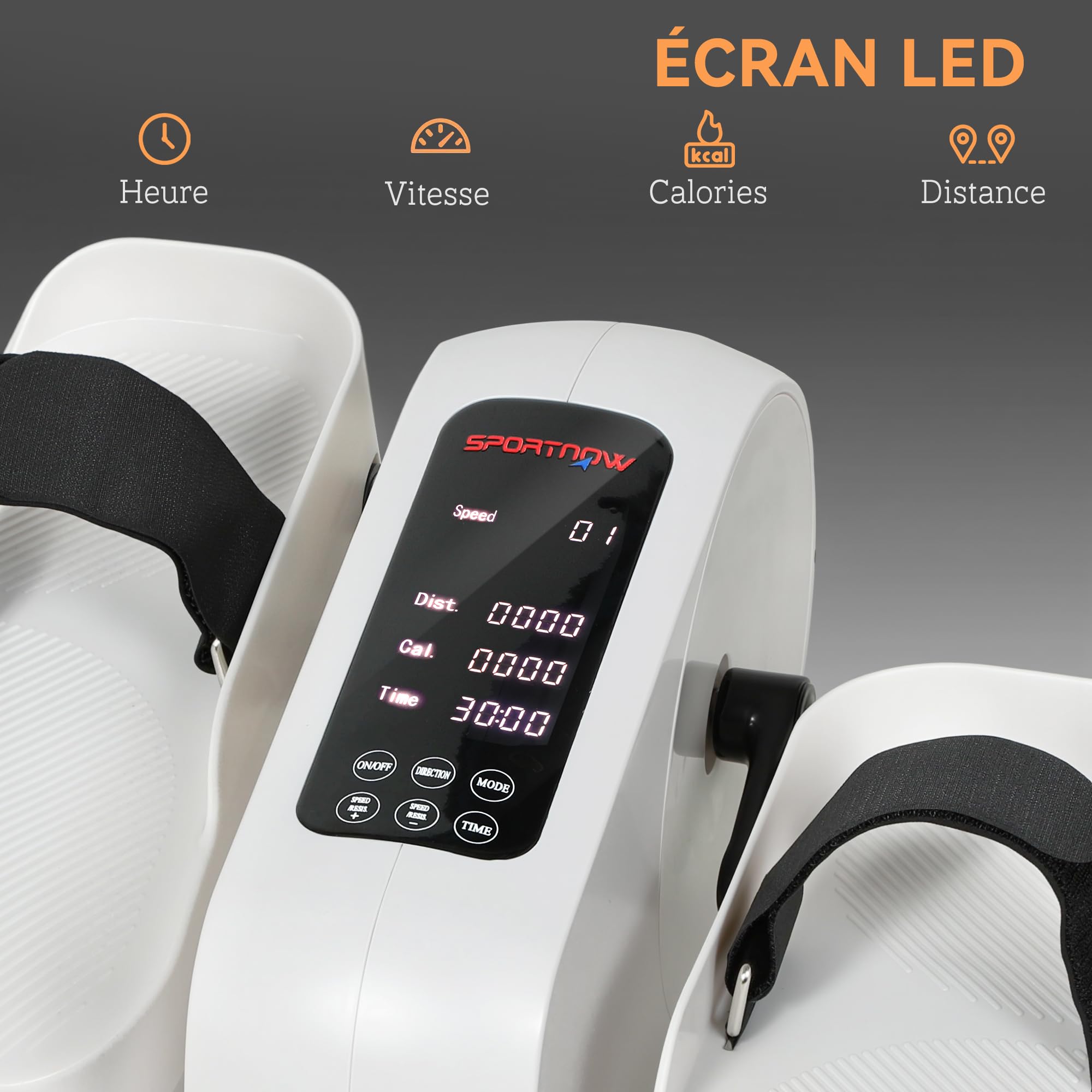 SPORTNOW Pedalier d'appartement, elliptique de Bureau, Mini vélo elliptique électrique Assis avec écran LED, télécommande et 12 Vitesses réglables, Silencieux et Portable pour Les Seniors, Blanc