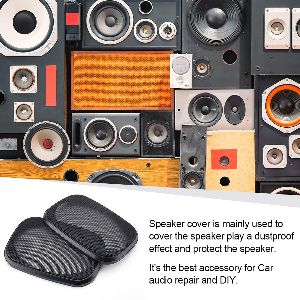 OLYCRAFT 2 Set Audio Speaker Cover Mesh 9.6x6.7 Inch Zwart Rechthoekig Grill Voor Kast, Auto en Elektroforese