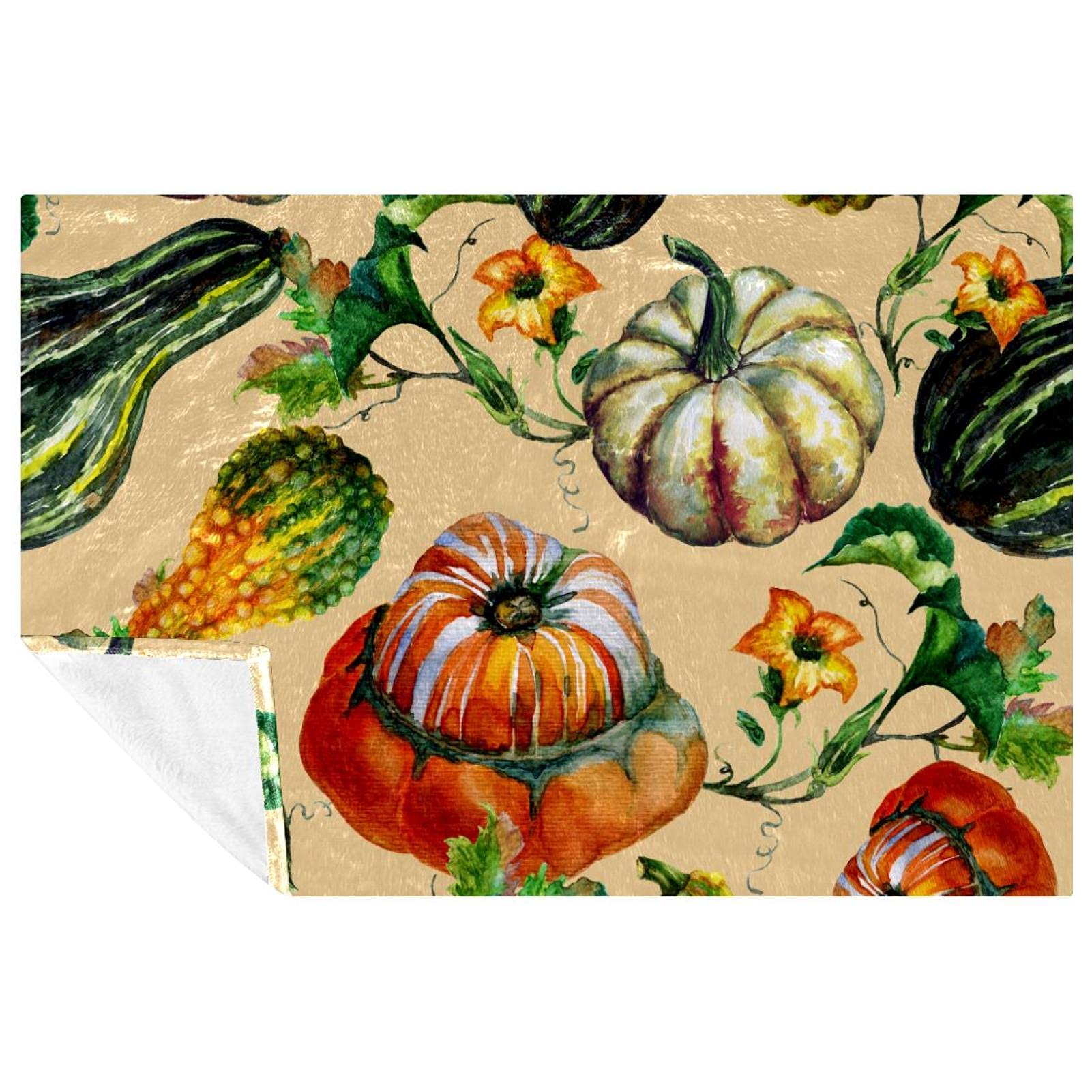 Couverture citrouille d'automne douce et chaude pour lit et canapé de 150x100 cm