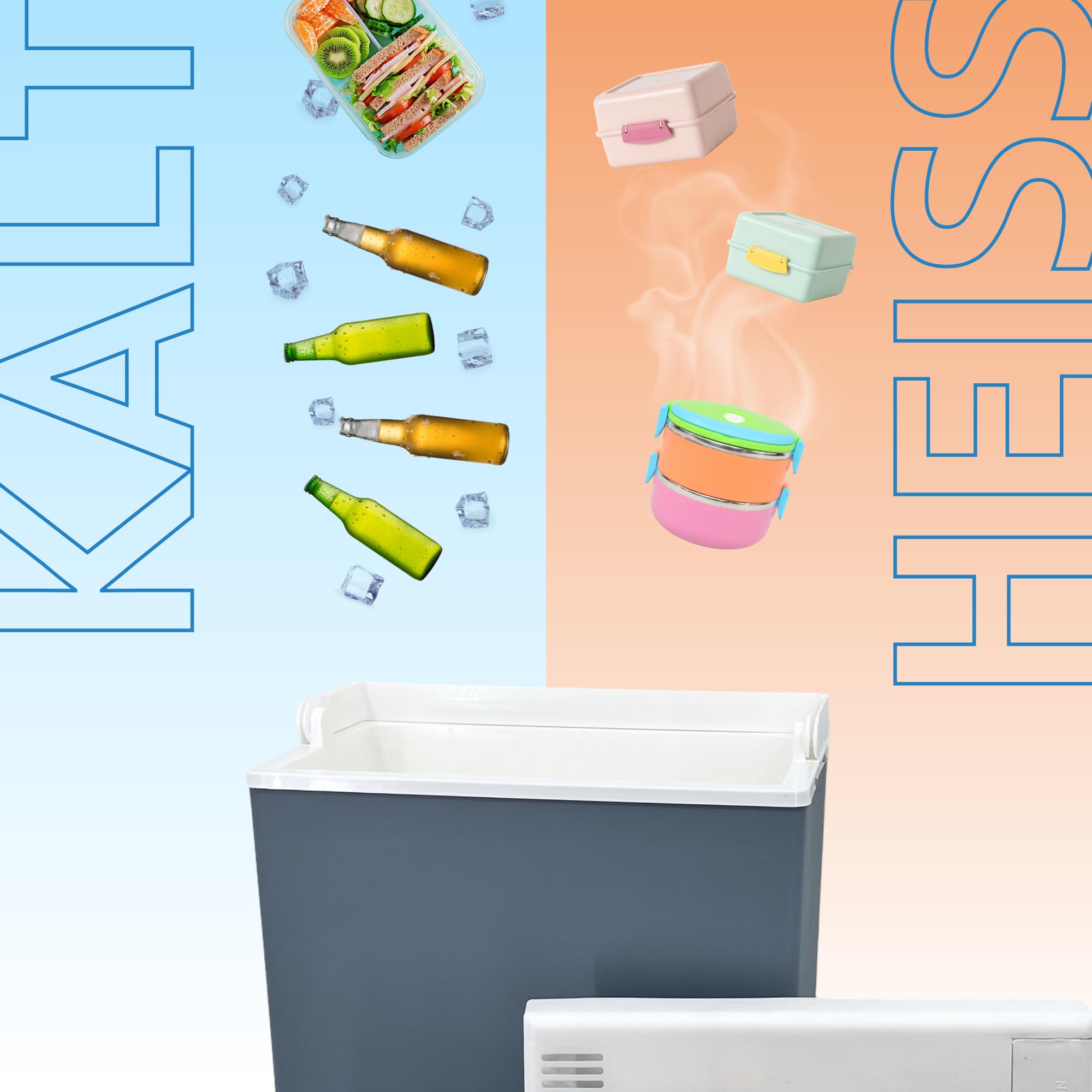 Elektrische Kühlbox 24L – Thermobox, Eisbox, Camping Kühlschrank, Kühltruhe, 12V/230V für Auto, Steckdose, Wohnmobil, tragbar, leise, kühlt & wärmt, für Reisen & Picknick, Made in EU - Kamai Coolbox