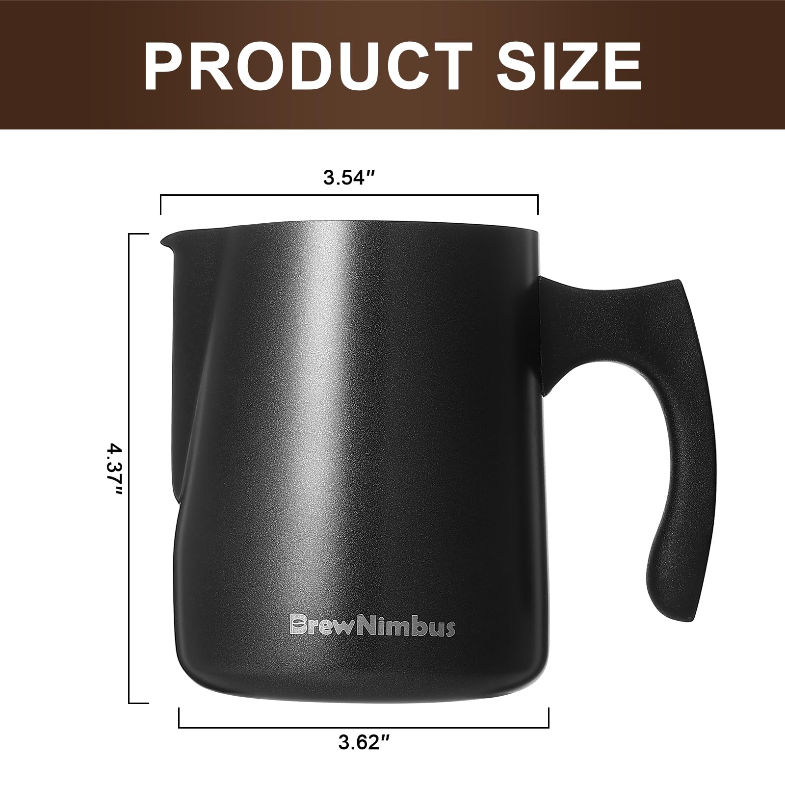 Jarra de espuma de leche, jarra de espuma de acero inoxidable de 600 ml con marcas de medición duales, taza espumadora para espresso, capuchino, arte latte