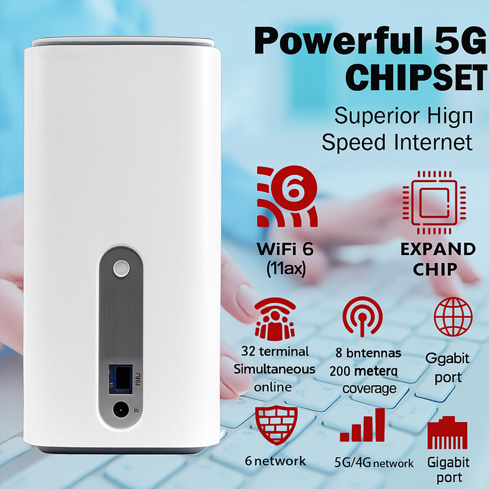 5G CPE -Router, Dual -Band -WiFi6 4.67Gbit / S Wireless Router mit SIM -Slot- und 8 Internen Antennen für NSA SA -Netzwerke, 50+ Geräte Home Office -Nutzung