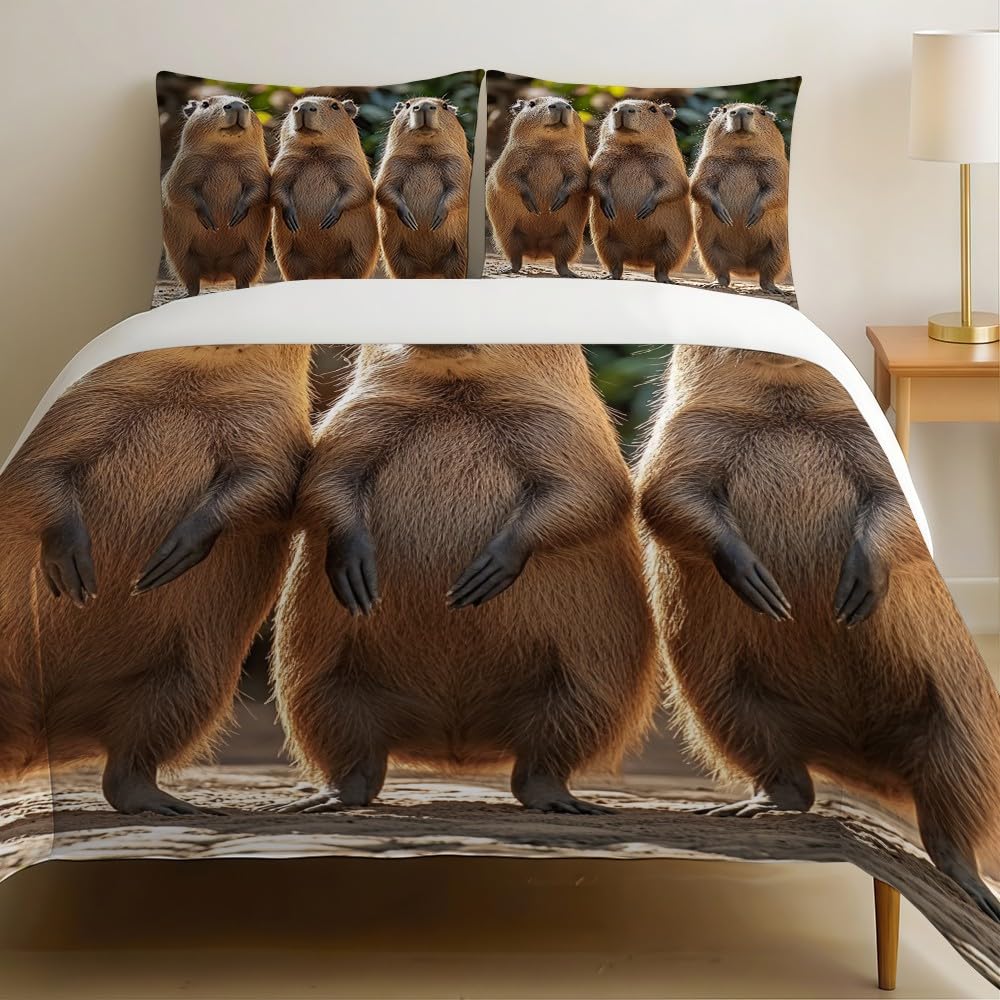 Housse de couette 200x200 capybara parure de lit enfant microfibre