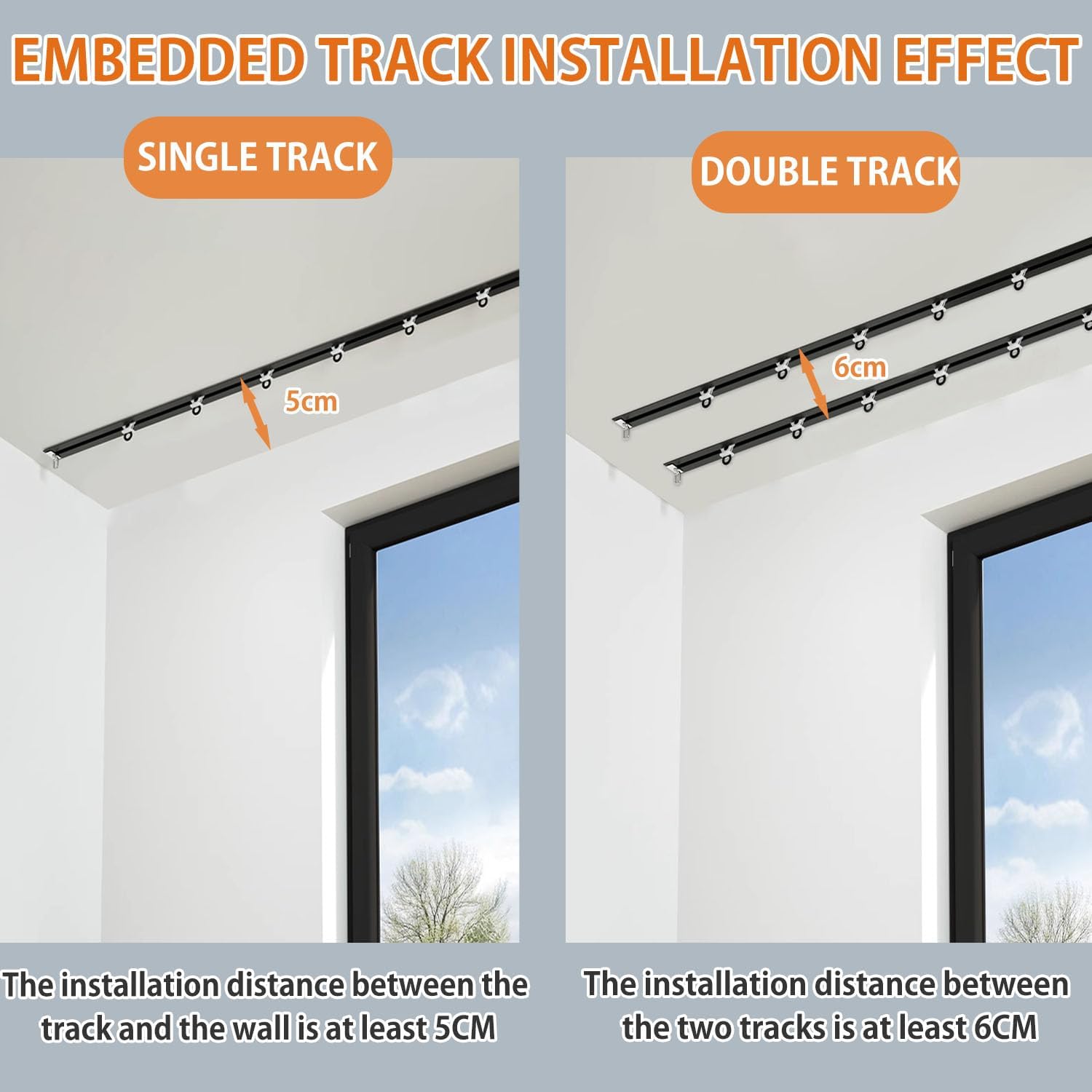 hidden curtain track ceiling mount rod, recessed aluminum single curtain sliding rail, silent curtain track system for bedroom/privacy shelter/dressing room/room divider (white, 1m?3.3ft?) 1m?3.3ft? white