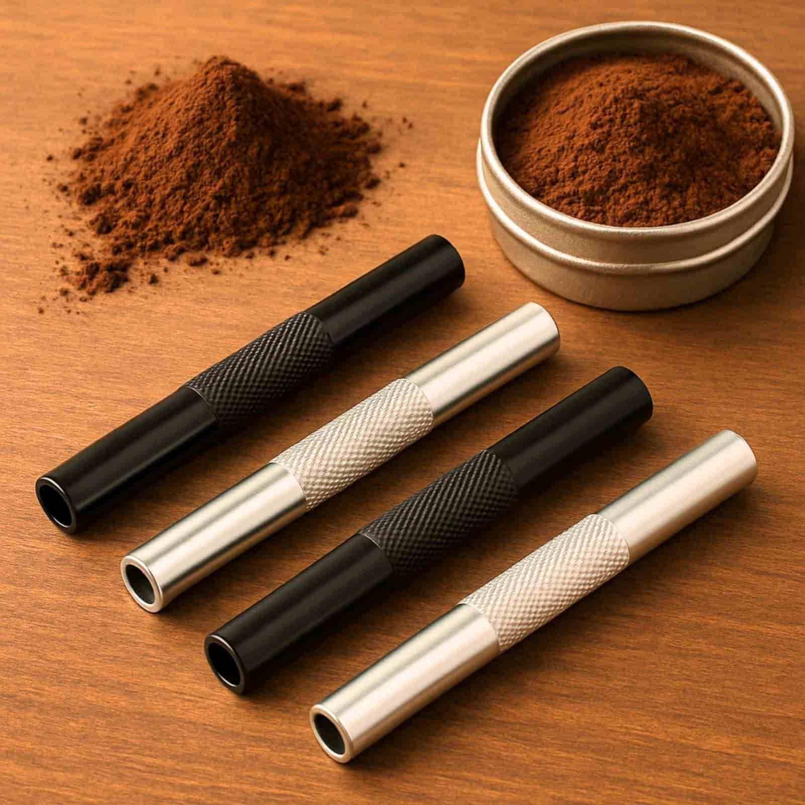 Juego de 4 pajitas de metal reutilizables de 7 cm, tubos de extracción de calidad prémium portátiles (2 negras y 2 plateadas)