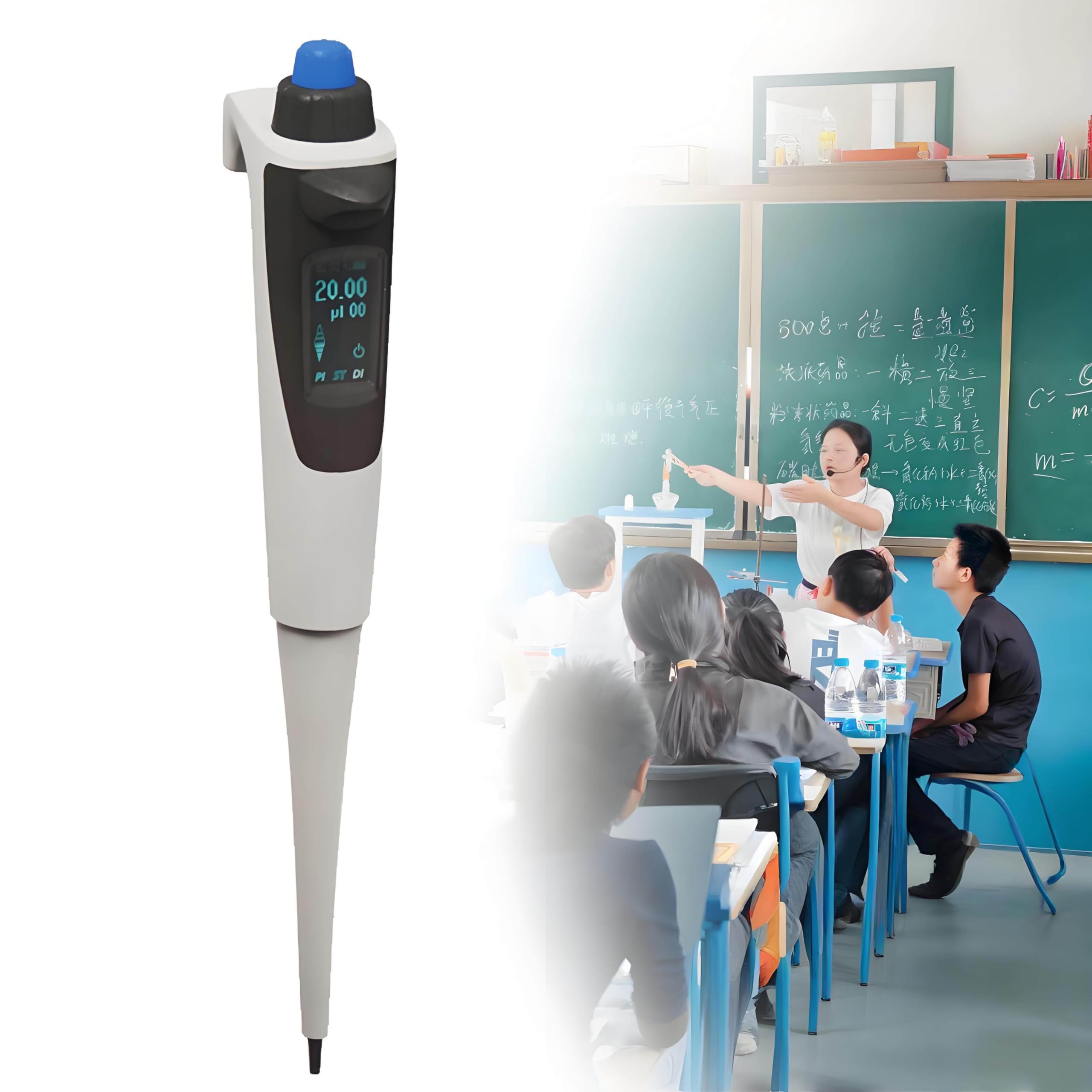 Pipettatore a volume regolabile 0,5-1000μL, pipetta elettronica multifunzionale da laboratorio per pipettatura, miscelazione e diluizione