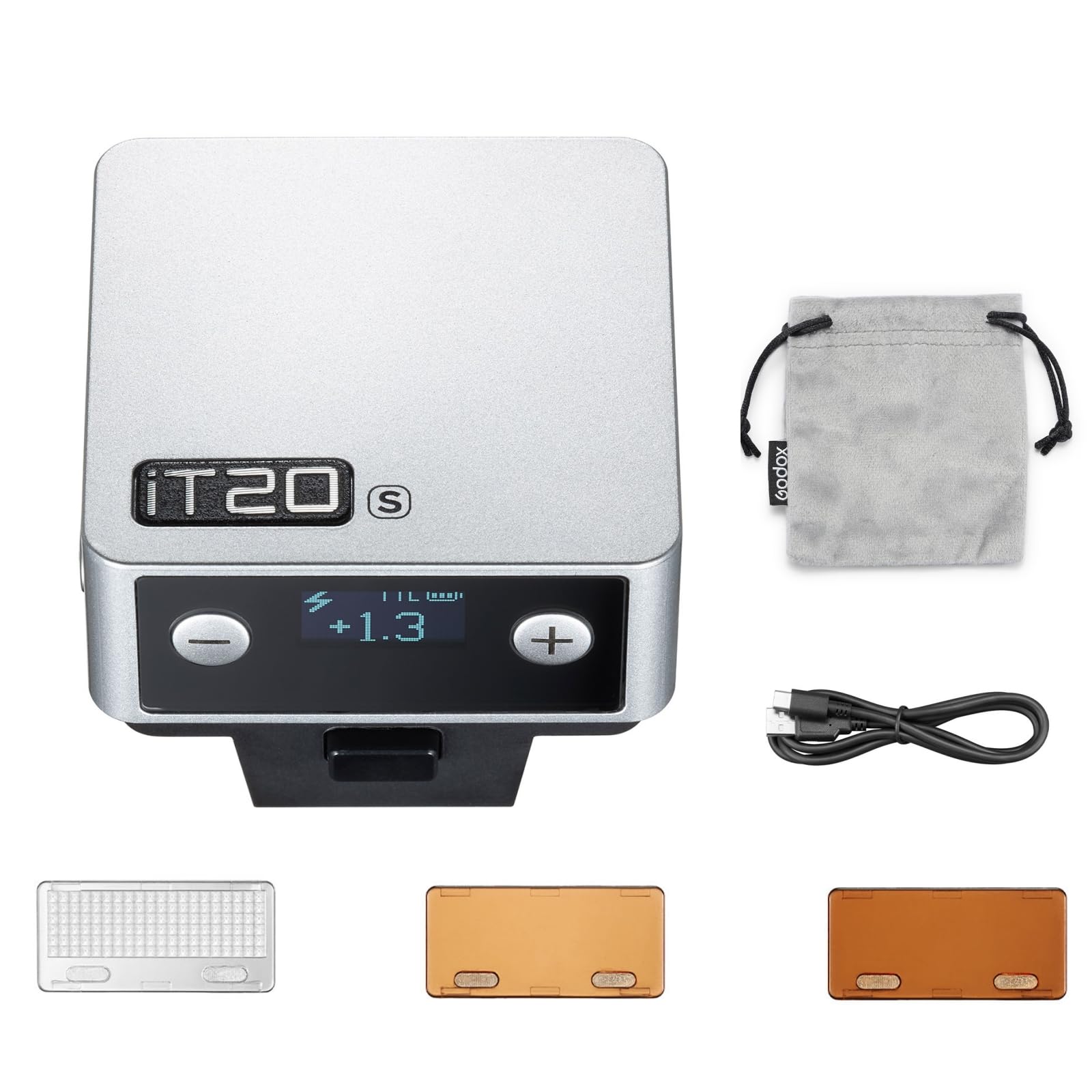 GODOX iT20S TTL Appareil photo Speedlite 700 flashs à pleine puissance 1,5 s Temps de recharge 1/8000s HSS Flash avec diffuseurs magnétiques et filtres de couleur pour appareils photo Sony (argent)