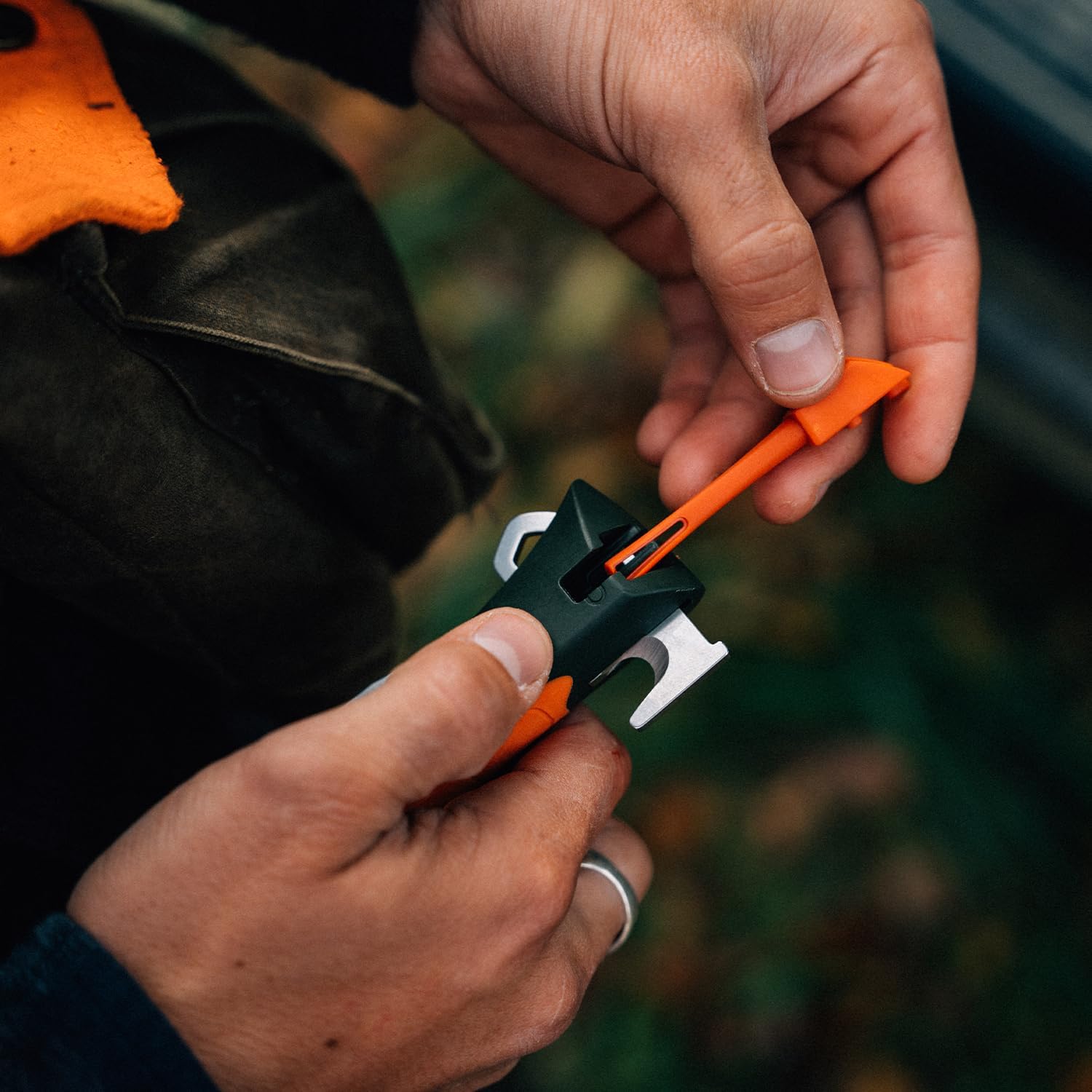 OPINEL No.12 Explore with Tick Remover, Bushcraft Survival Outdoor Camping Knife, Integrated Whistle, Cutting Hook, Made in France (Orange)