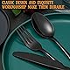 20 Pcs Black Silverware Set, Stainless Steel Flatware Set for 4, Food-Grade Cutlery Set, Mirror Polished Tableware Eating Utensils Set for Home Kitchen, Include Knife Fork Spoon Set, Dishwasher Safe