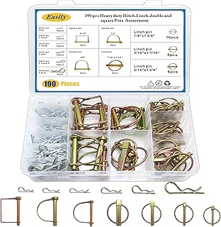 Hitch Pins Clip Pins 190Pcs, Linch and PTO Pins for Trailers Tractors Trucks Towing Mowing, Farm Equipment, Snow Plows, Lawnmowers Garage, Heavy Duty Trailers Accessories Tractor Attachments