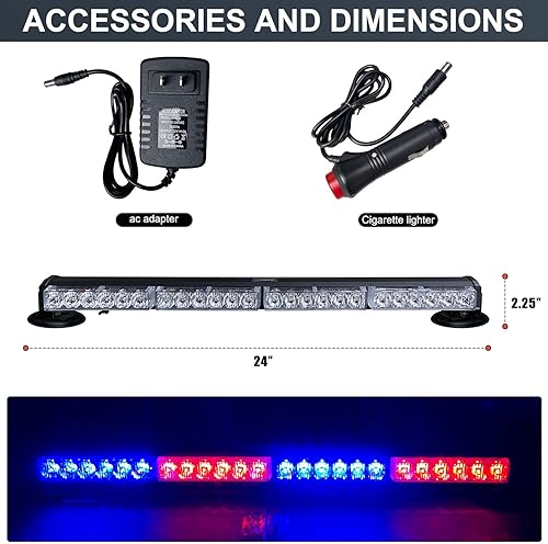 Miniatura 7 de Barra de luces estroboscópicas de emergencia de 24 pulgadas para asesor de tráfico, funciona con pilas, luz estroboscópica LED de advertencia,