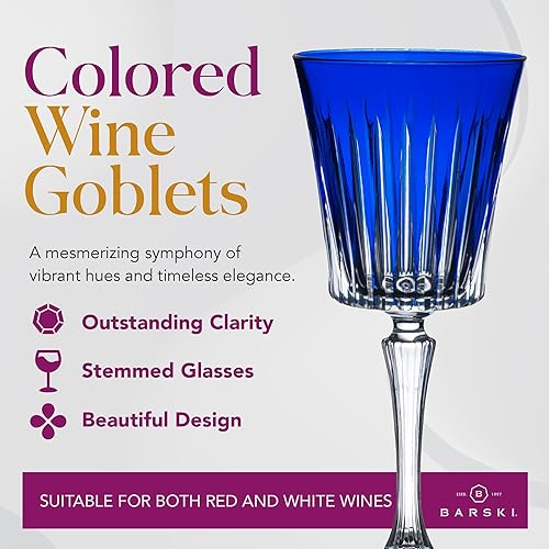 Miniatura 9 de Barski Copa de vino  Copas  Vino tinto  Vino blanco  Colores surtidos  Copa de agua  Copas de tallo  Juego de 6 copas  Vidrio similar al cristal  10