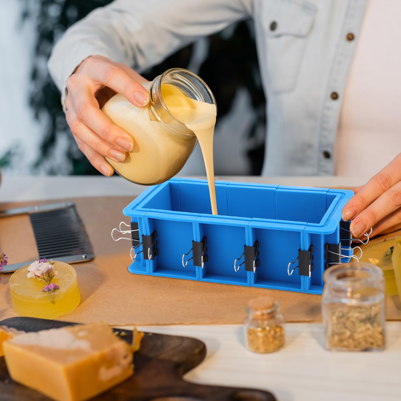 Lineshading Carcasa de molde ajustable para hacer moldes de silicona, kit de carcasa de molde de silicona, combinación gratuita y moldes de jabón escalonables, kit para hacer moldes de silicona,