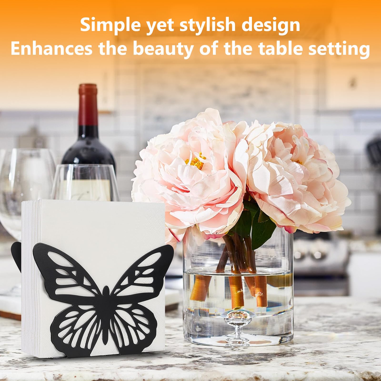 Portatovaglioli A Forma Di Farfalla In Metallo - 2 Pezzi, Per Tavola, Cucina, Ristorante E Feste - Foto 3