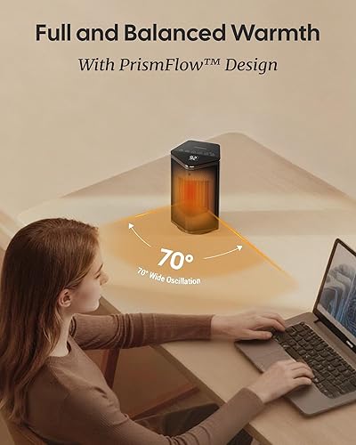 Miniatura 4 de Calentadores de espacio para uso en interiores, calentador eléctrico portátil de 1500 W con termostato, oscilación de 70, 5 modos, temporizador de