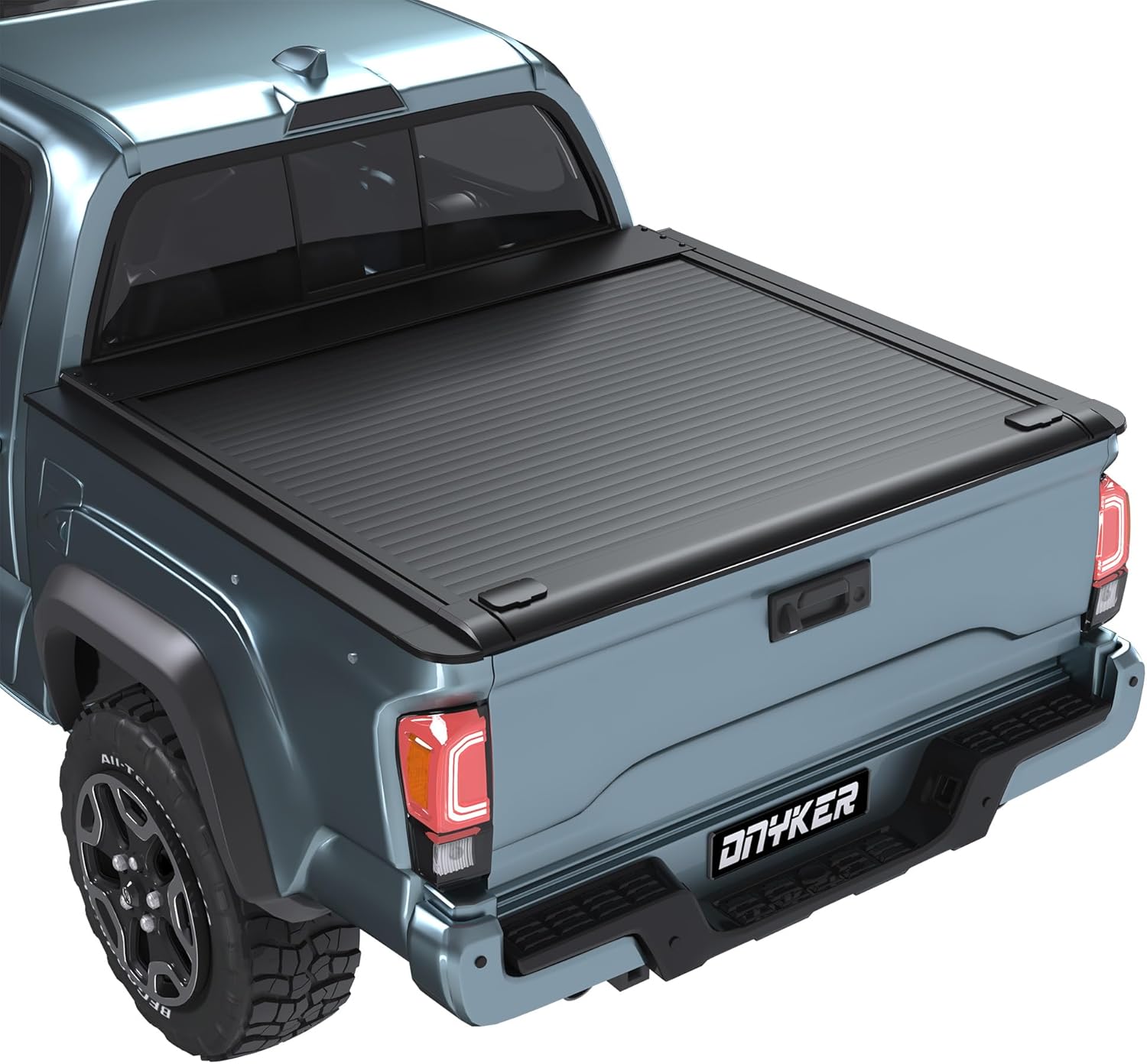 Retractable Hard Truck Bed Tonneau Cover for 2016-2026 Toyota Tacoma 5 Ft(60'') with Key Lock & LED Light,Aluminum Matte Black