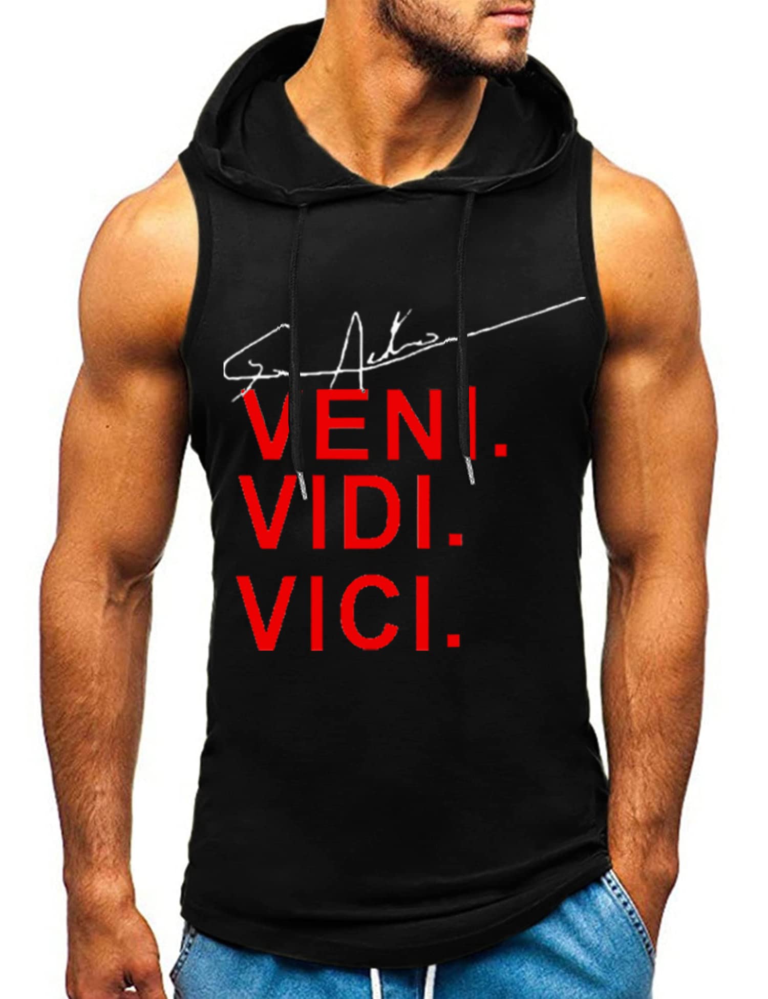 HOTCAT Tank top Herren Muskelshirt Ärmelloser Hoodie Muskelshirt Workout Sport Top Fitness Unterhemden Kapuzenpullover