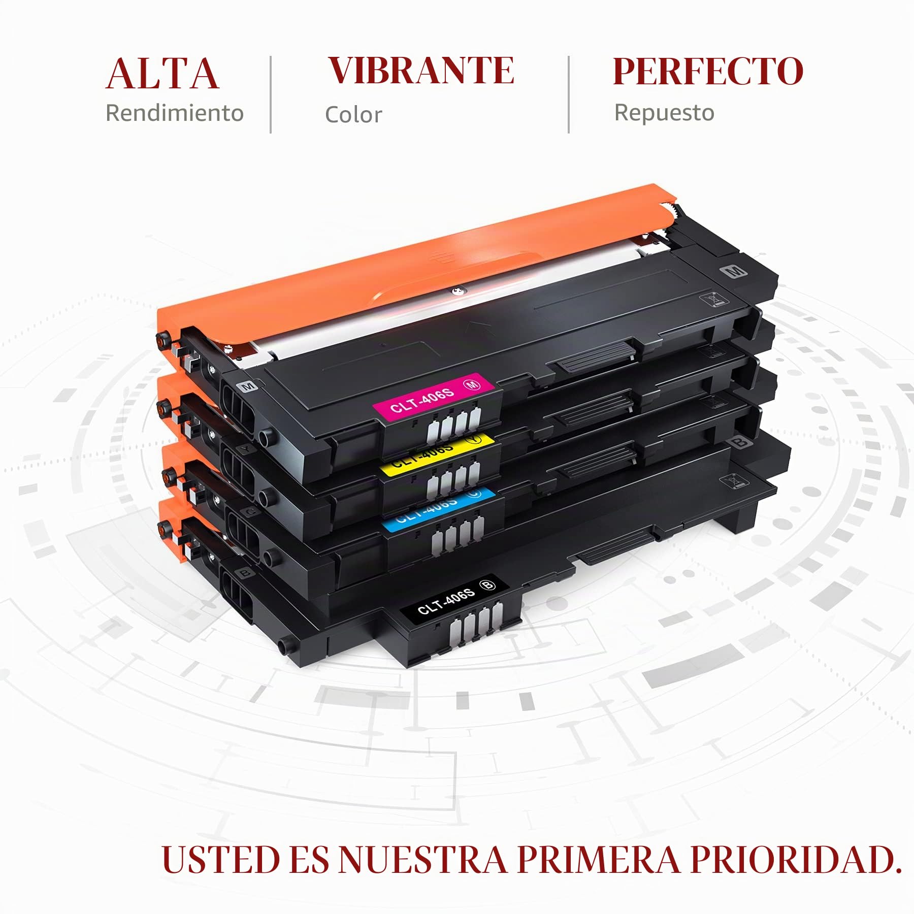 Toner Kingdom Compatible para Samsung y CLX CLT-P406C, CLT-K406S, CLP 365, Xpress C460W C460FW, C460, C410W, CLX 3300, 3305, 3305W, 360 (Pack de 4)
