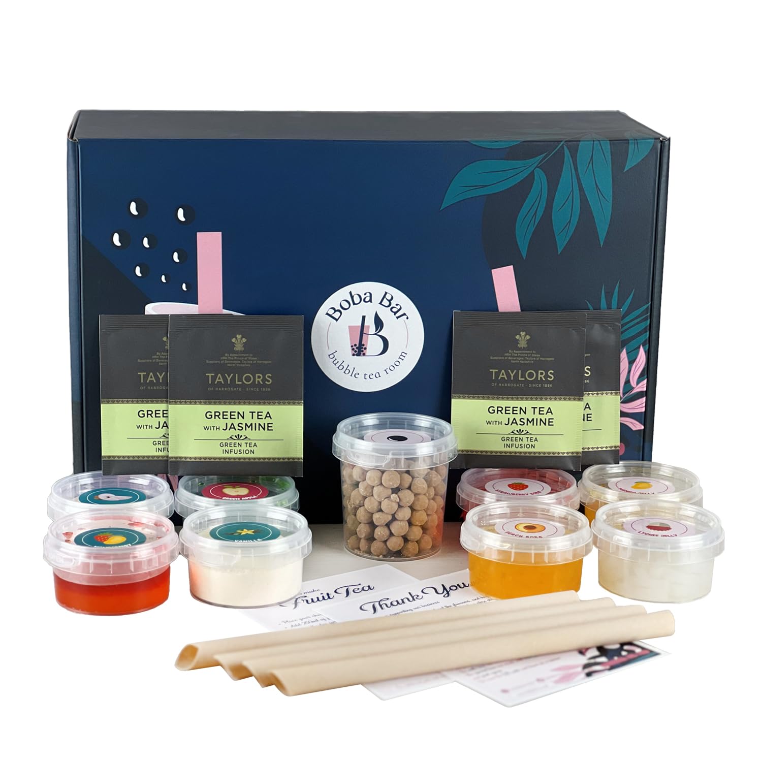 Coral Reef Kit de Té de Burbujas Mixtas 4 Porciones con Sabores de Té, Coberturas de Boba y Gelatina, Perlas de Tapioca