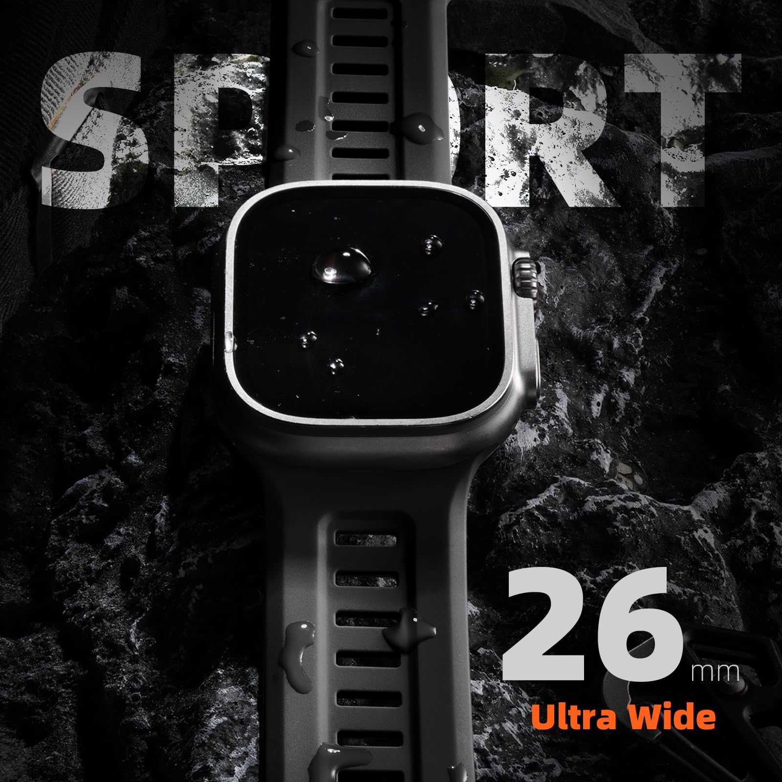 Negatta Rugged Sport Bands Compatible with Apple Watch Ultra/Ultra 2 Band 49mm 45mm 44mm 42mm Men Women, Soft Waterproof Silicone Replacement Strap for iWatch Series SE2 SE 9 8 7 6 5 4 3 2 1