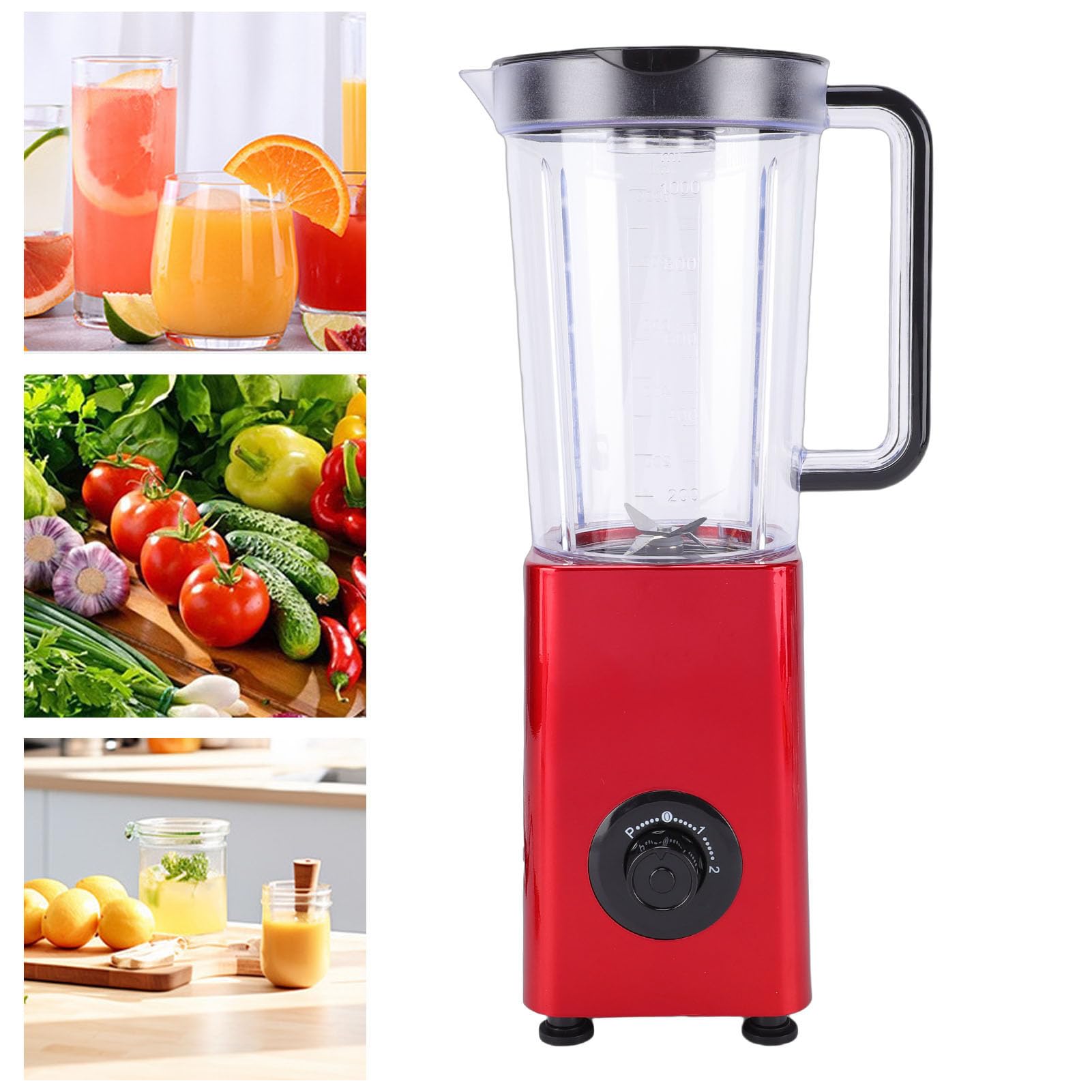 Blender, 300 W, 4 Ostrza ze Stali Nierdzewnej, pojemność 1000 Ml, 2 Ustawienia Prędkości, do Koktajli, Mrożonych Deserów, Mielenia Orzechów, do Użytku Rodzinnego (wtyczka UE)