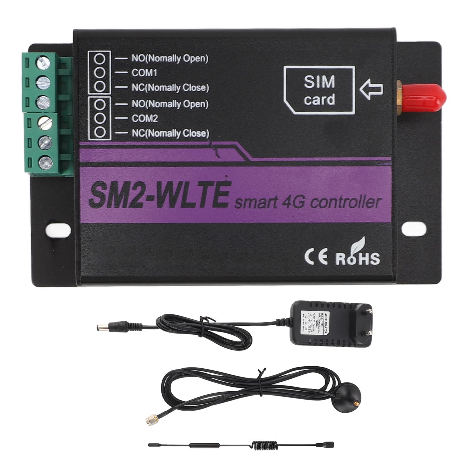Commutateur de Relais SM2 WLTE EC 4G, SMS 2 Canaux, Accès au Téléphone Portable, Application Web, Température, humidité, Alerte de Panne de Courant, Ouvre-porte