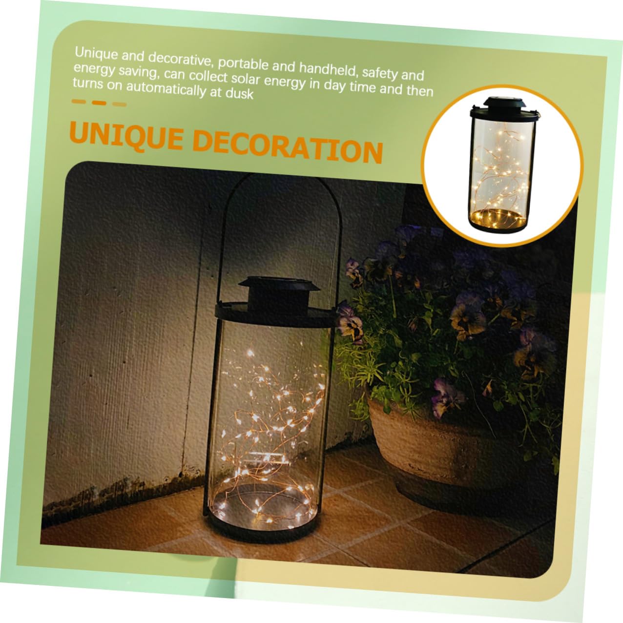 Baluue LED Kupferdraht Lichterkette mit 50 LED Lampen Ip65 Automatische Dämmerungsschaltung Tragbar aus Eisen und Glas für Garten und Terrasse
