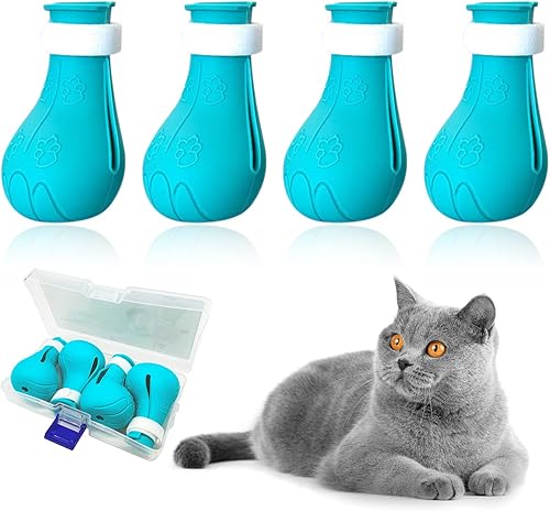 Miniatura 8 de Fundas de garra de gato, solo para gatos, zapatos antiarañazos ajustables para gatos, zapatos antipinchazos ajustables, botas protectoras de pata de