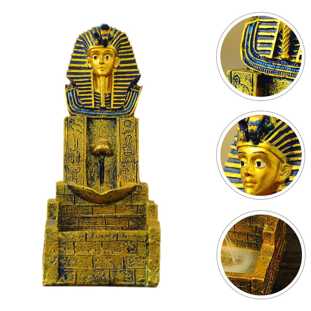 Holibanna Rückfluss Räucherstäbchenhalter aus Kunstharz im Stil des Alten Ägyptens Goldfarben zur Verbesserung der Stimmung und Luftreinigung im Schlafzimmer