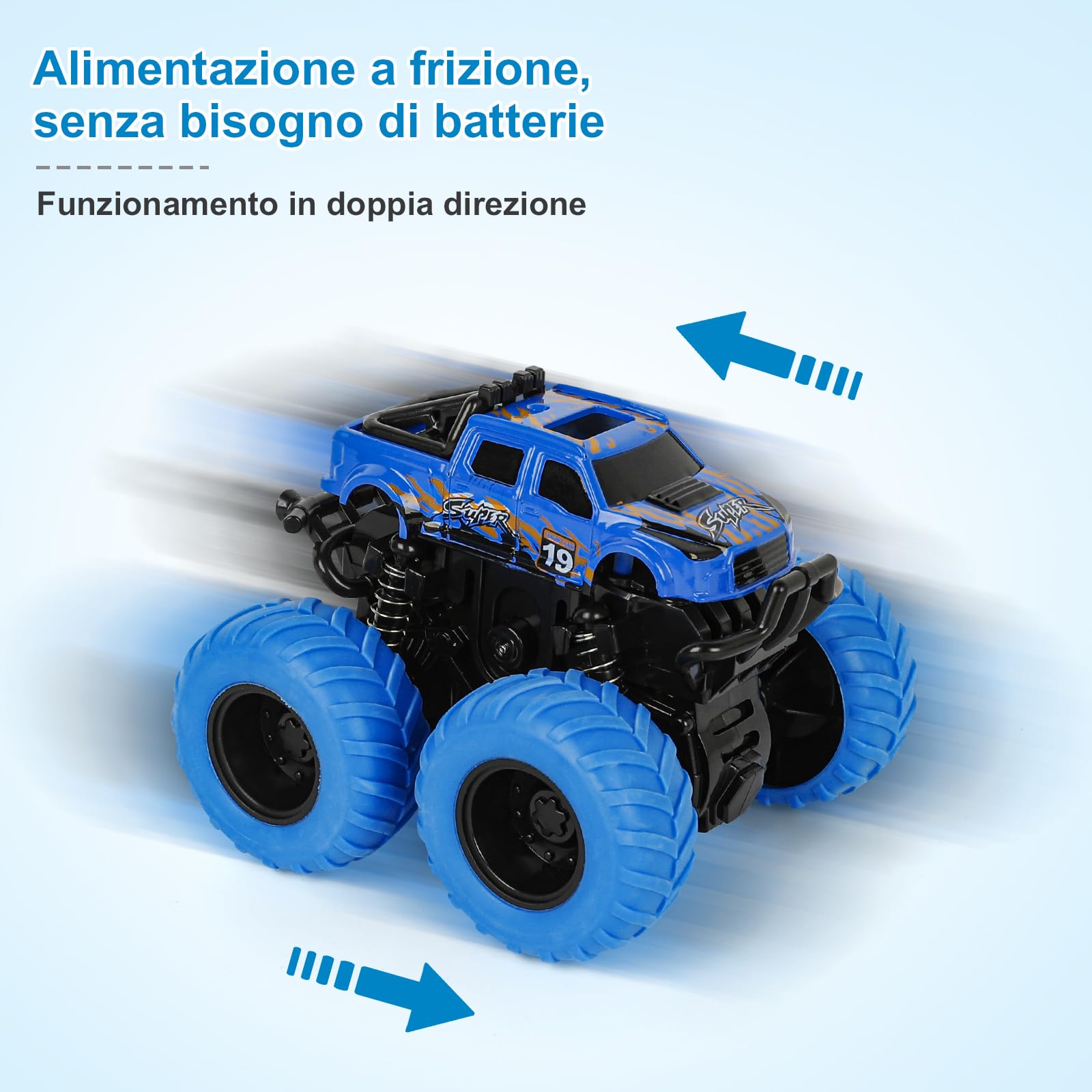 Shayson Monster Truck, Macchinine per Bambini, Camion Giocattolo per Bambini, Macchina Bambini, Rotazione a 360 Gradi, Regali Giochi per Ragazzie Bambini di 2 Anni, 2 Pezzi