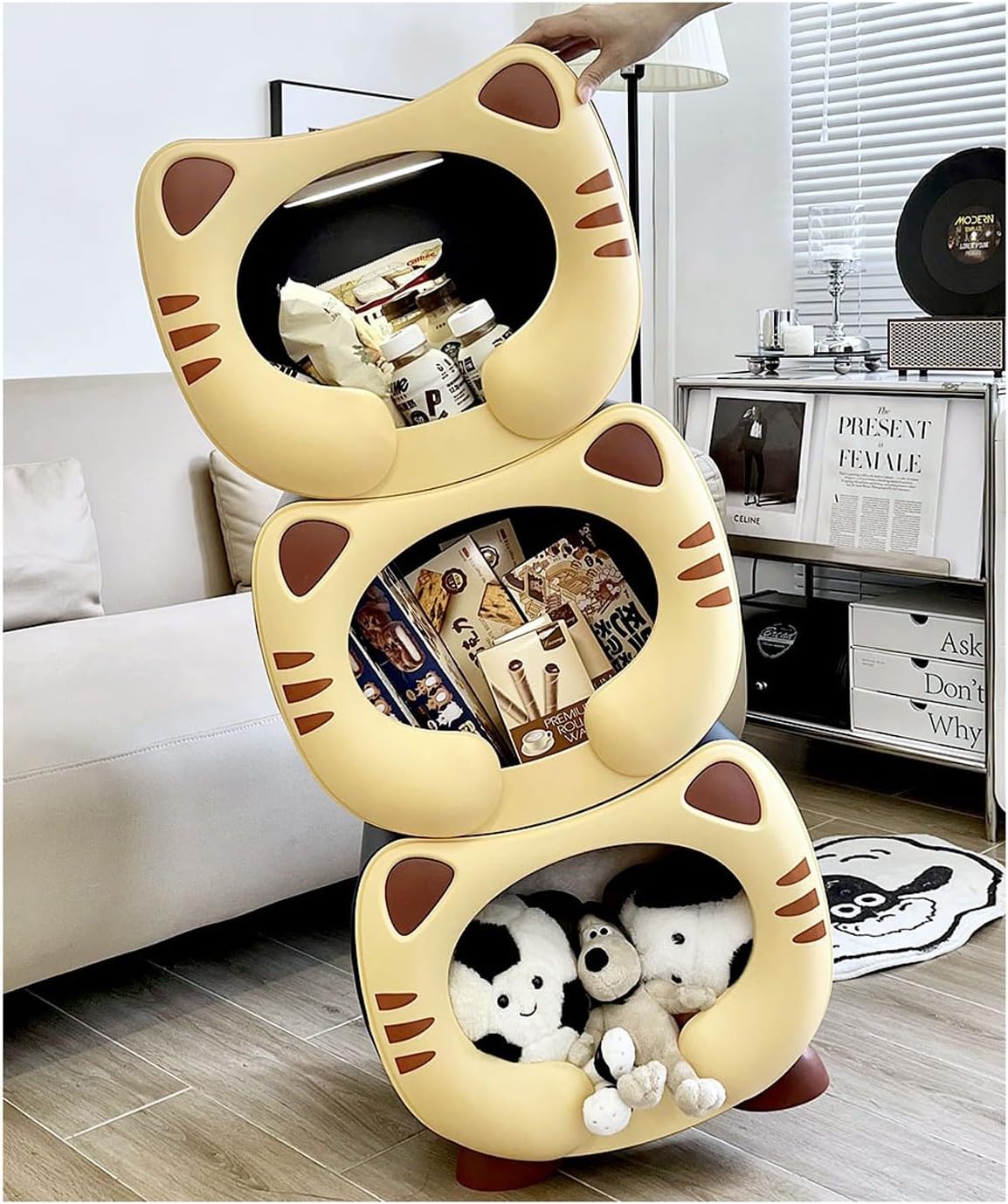 Small Ottoman with Storage Small Storage ottomanToy Organizer and Storage Stool can sit on Large-Capacity Storage Box(Color:3)