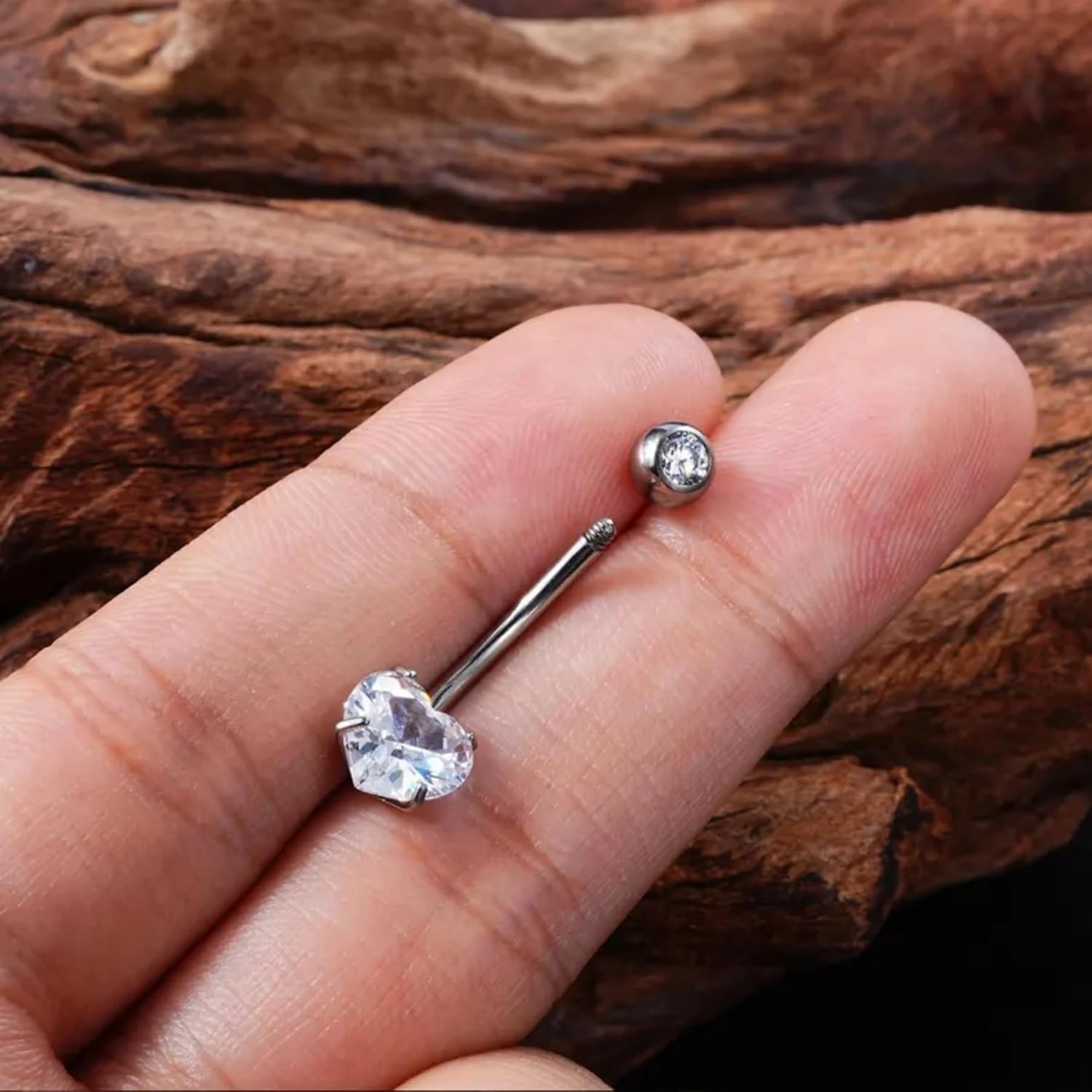 DJCIW 14G G23 Titanium Belly Button Rings for Women,Implant Grade, Internal Thread Pink Heart Gem Hypoallergenic, Available in 8mm-16mm Long Bar for Navel Piercing Healing - Image 6