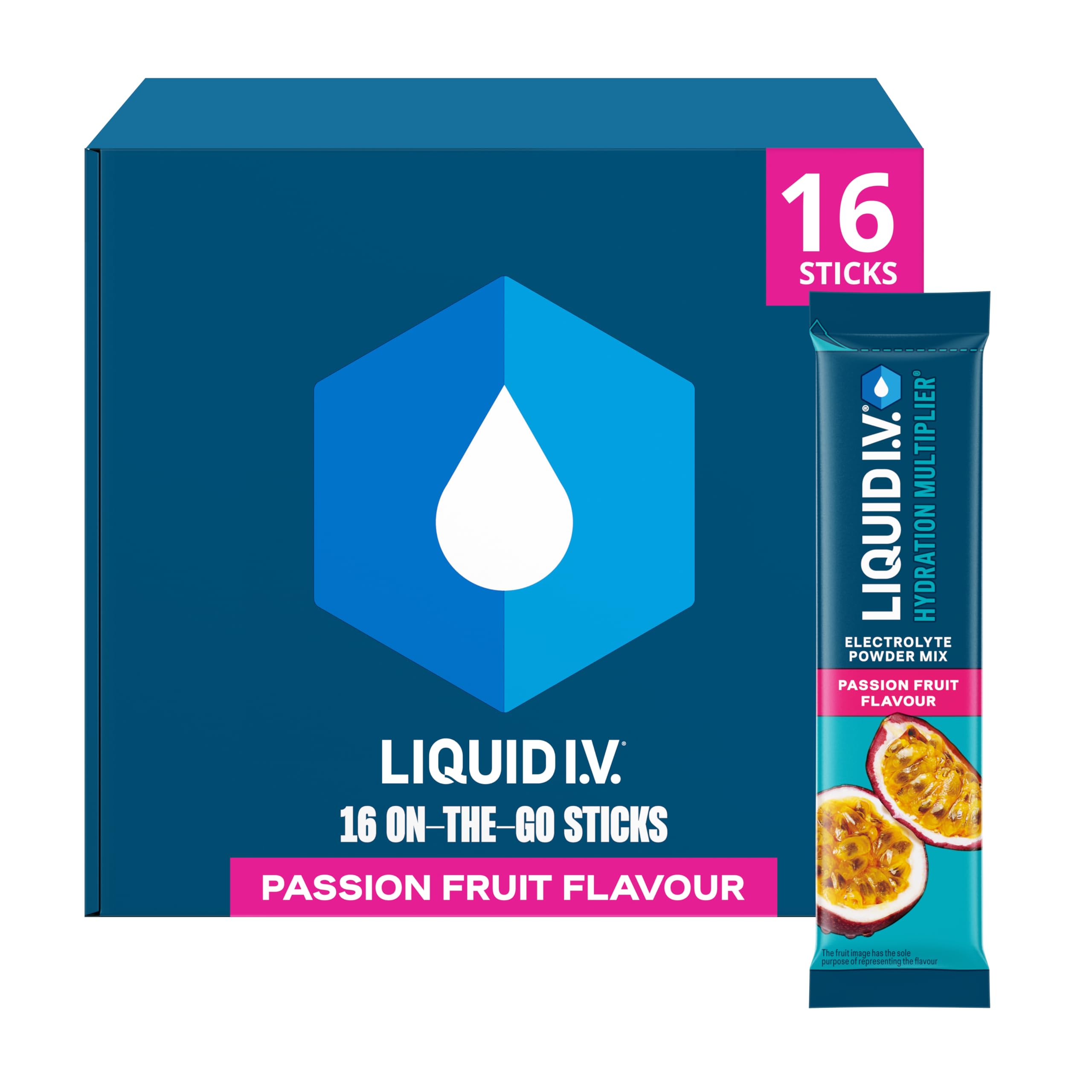 Liquid I.V. Electrolyte Sachets | Passion Fruit | Hydration Electrolyte Powder Mix | 1 Pack (16 Sticks) | 7 Vitamins and Minerals | Vegan