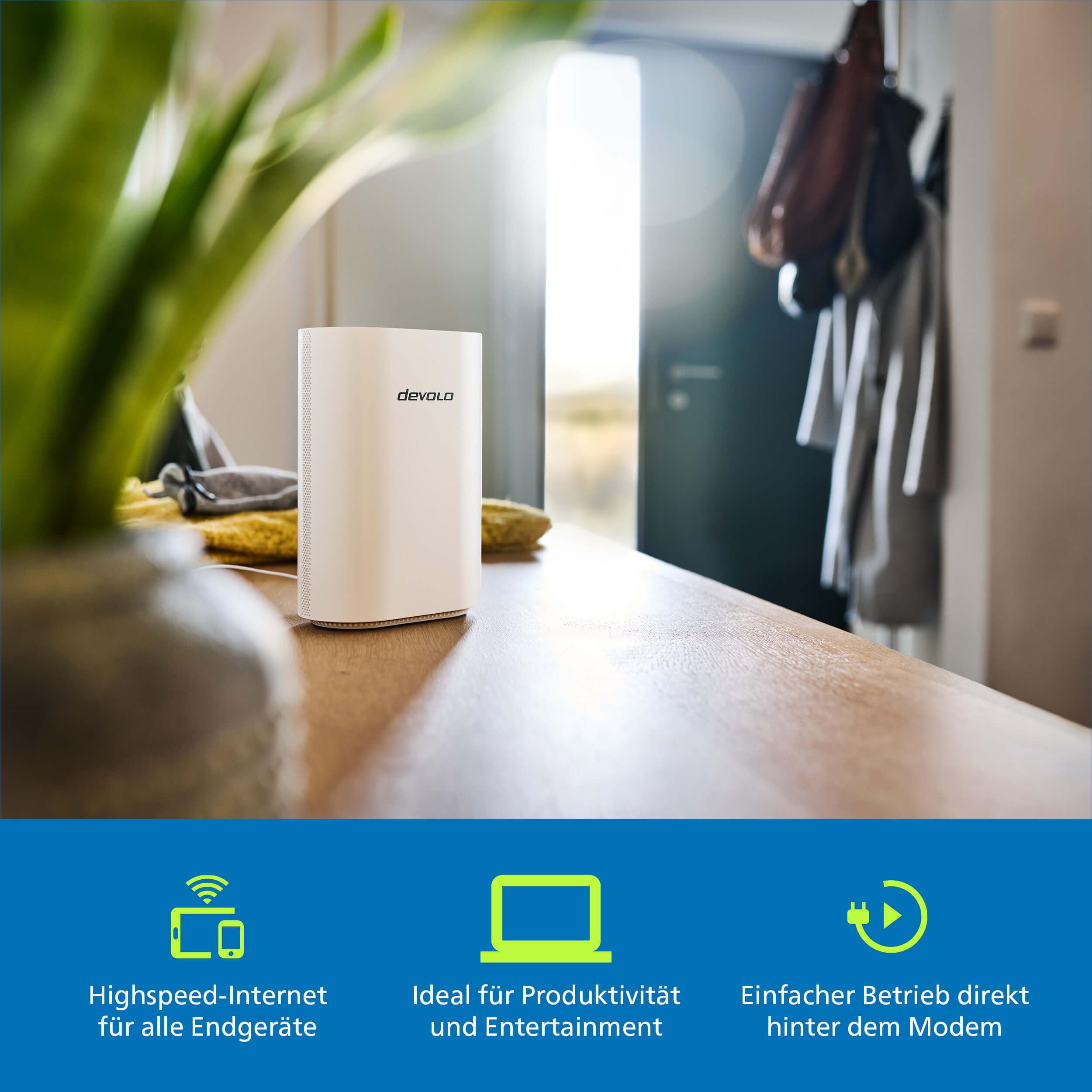 devolo WiFi 7 Mesh BE6500 3-Pack, Highspeed Mesh-WLAN-System, bis zu 6.500 Mbit/s, 2,5 Gbit/s-LAN-Anschluss, weiß