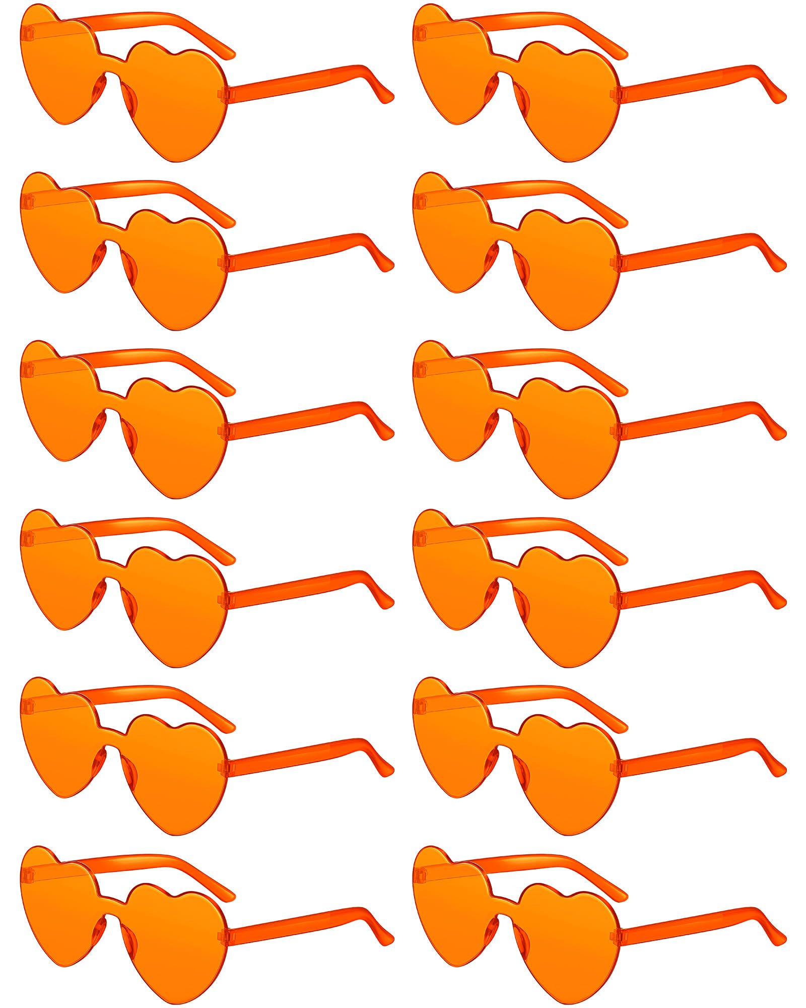Photect 12 Pair Heart Shaped Sunglasses Neon Color Transparent Heart Glasses for Women Party Favor